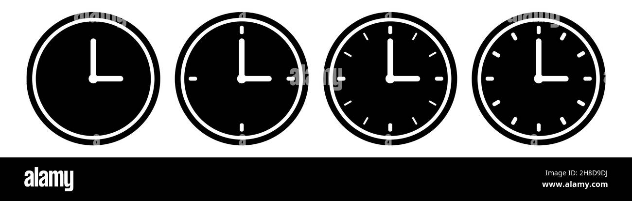 Horloge icône définir un design simple Illustration de Vecteur