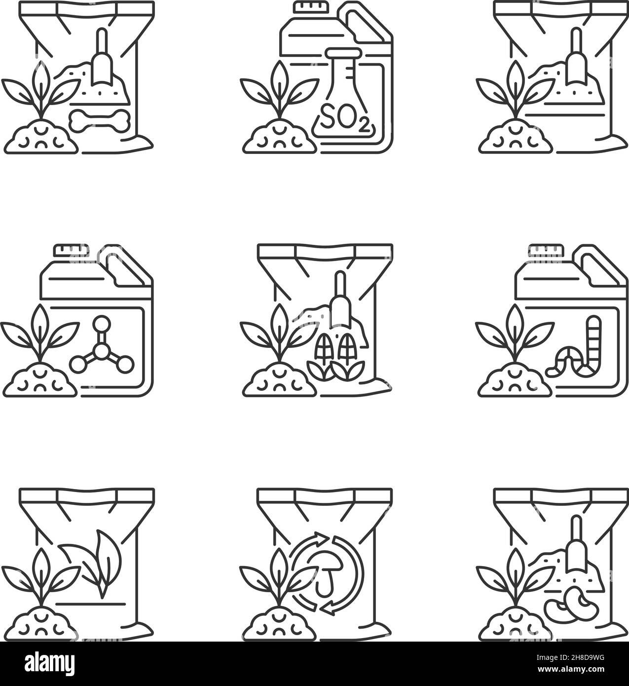 Jeu d'icônes linéaires d'engrais naturels Illustration de Vecteur Jeu d'icônes linéaires d'engrais naturels Illustration de Vecteur