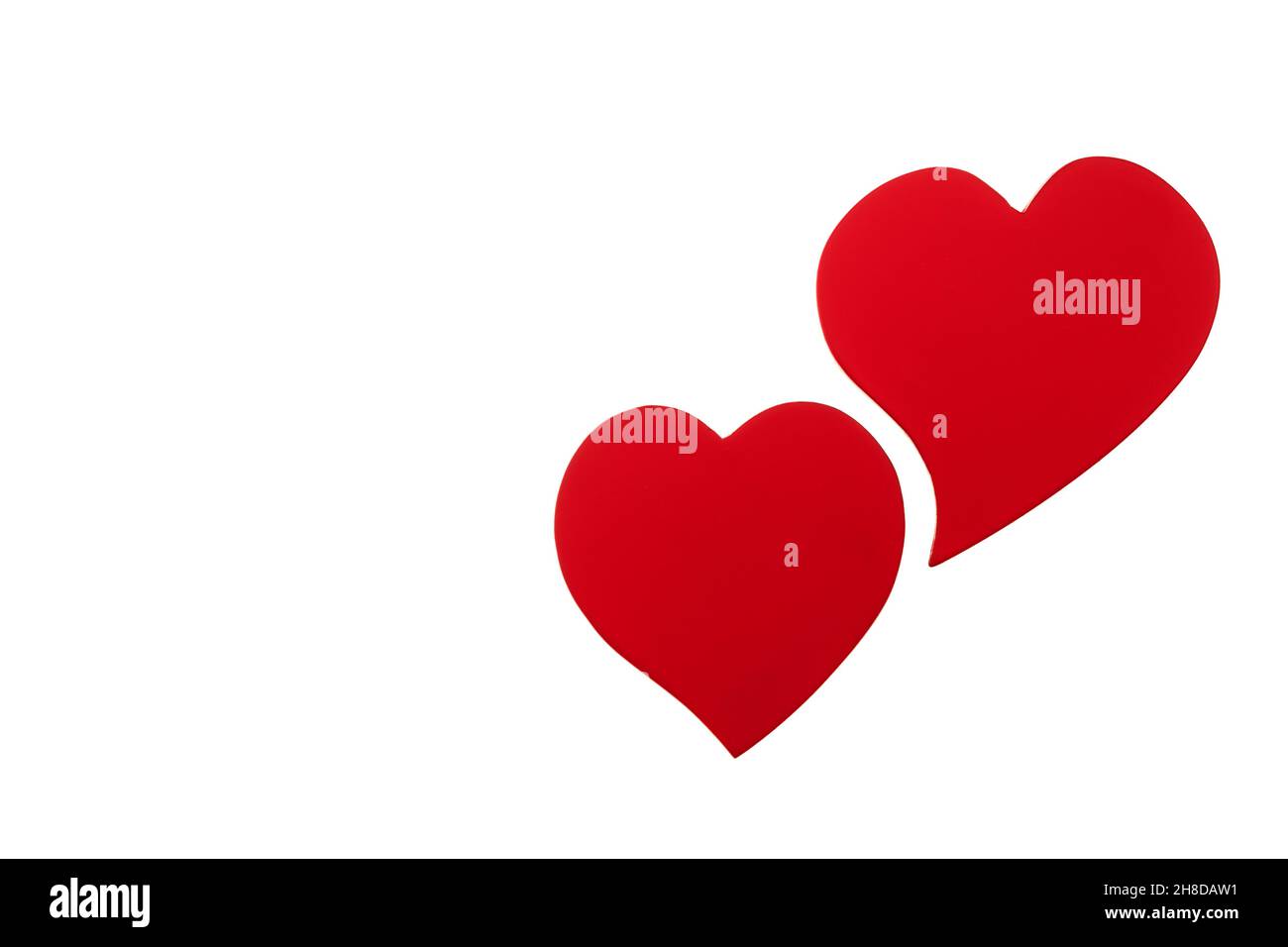 Deux coeurs rouges Funky isolés sur un fond blanc Banque D'Images