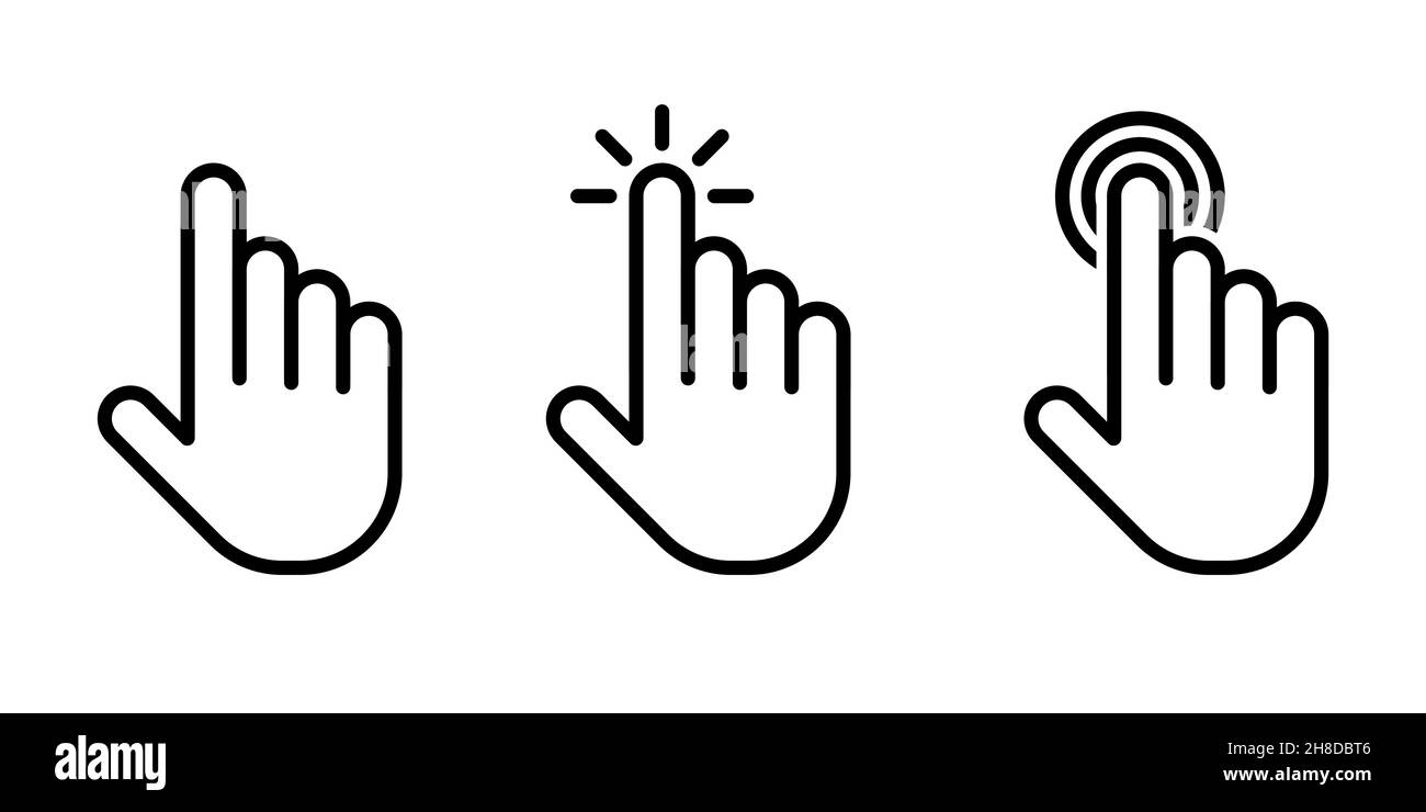 L'icône de la main du curseur définit le style de ligne Illustration de Vecteur