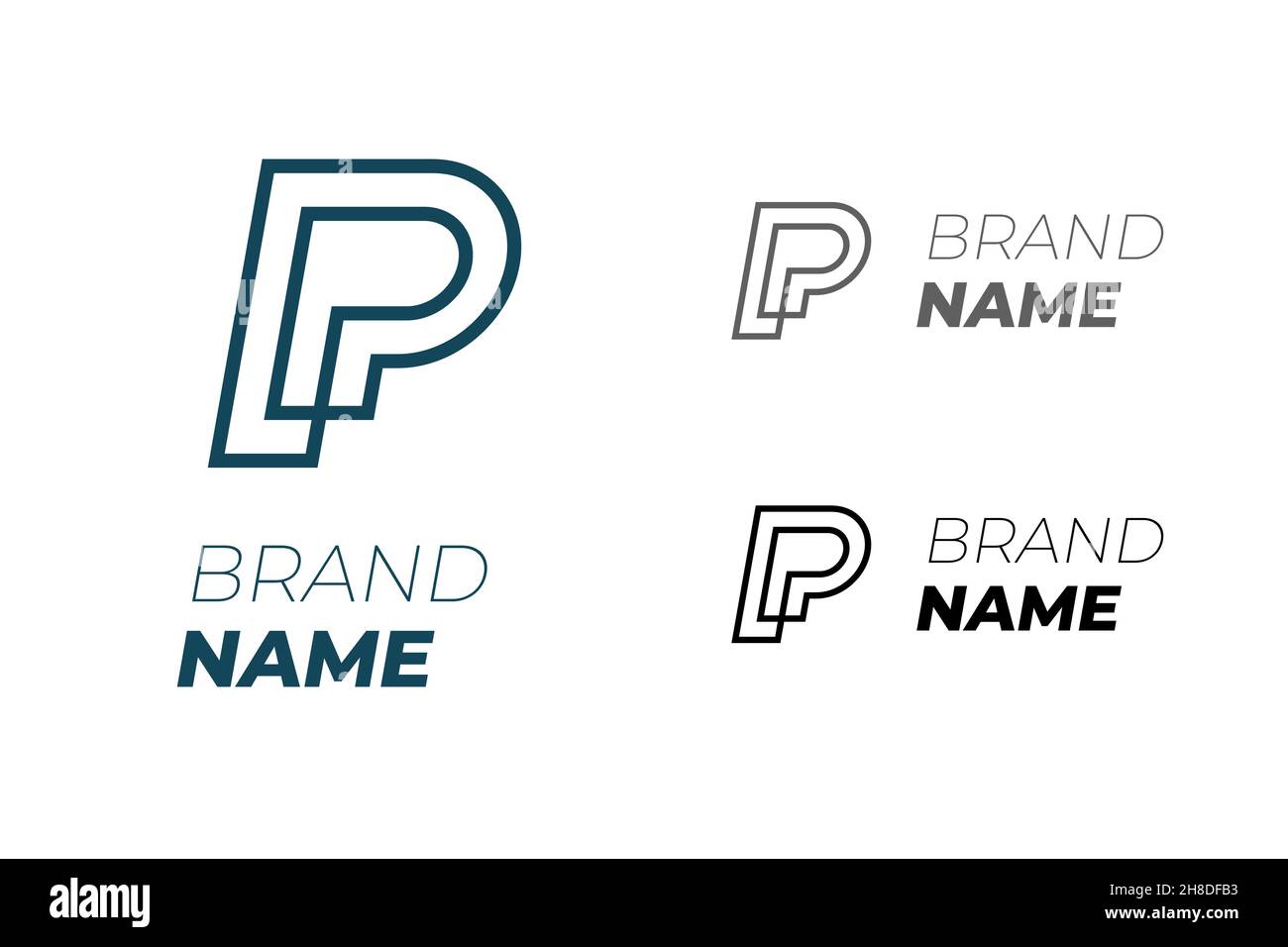 Premières lettres PP ensemble pour le concept de logotype d'identité d'entreprise.Deux logos dynamiques linéaires P combinés pour le design de l'entreprise.Modèle de signes du monogramme eps isolé par vecteur Illustration de Vecteur