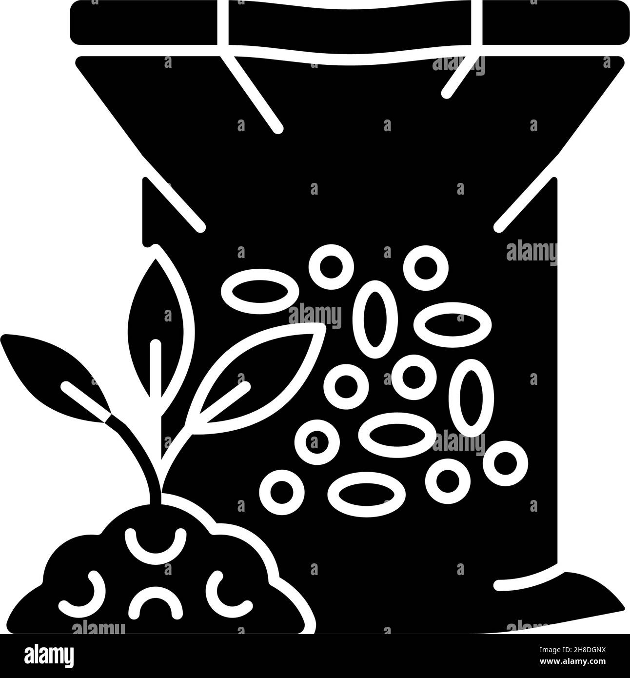 Icône de glyphe noir d'engrais granulé Illustration de Vecteur