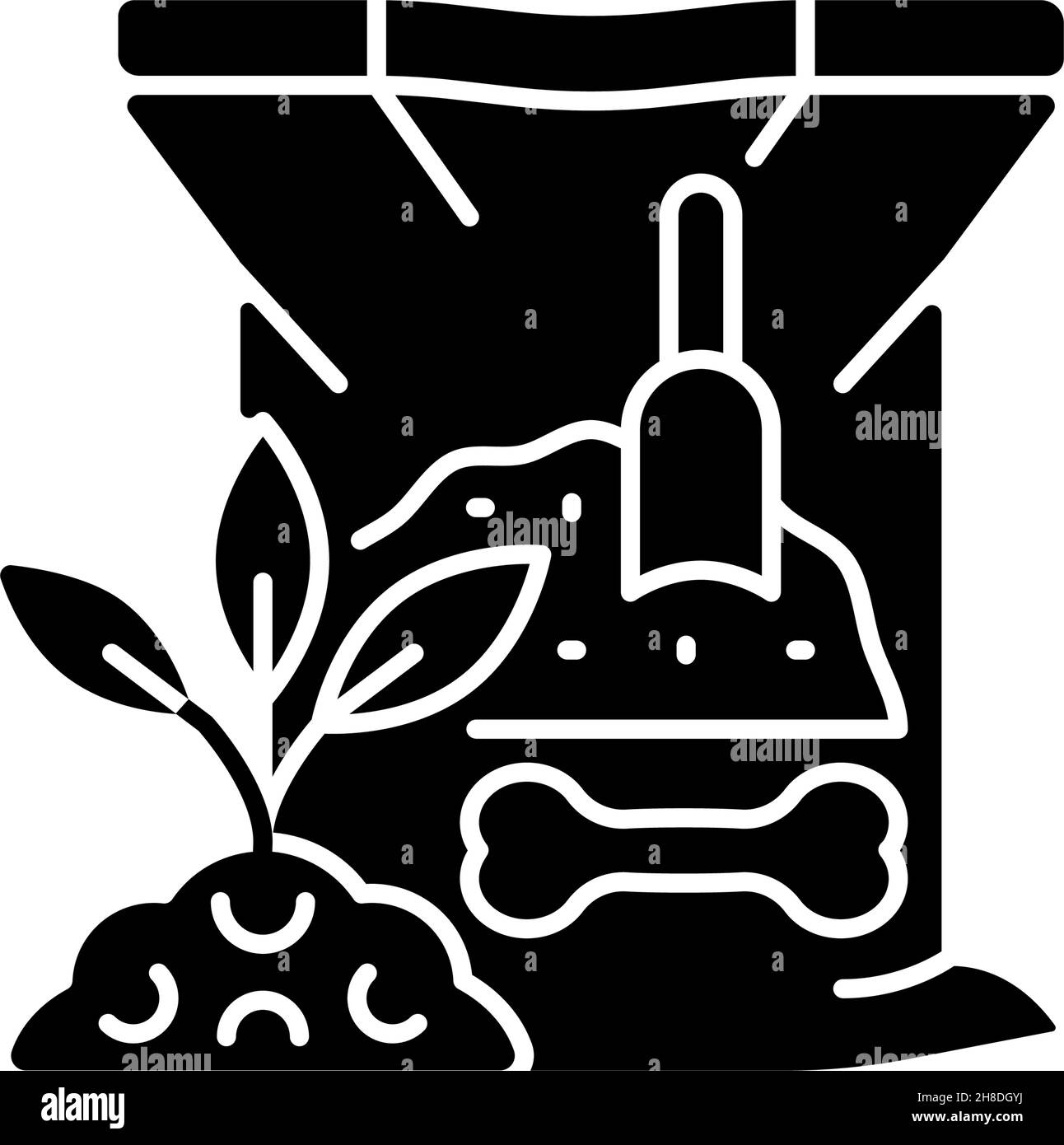 Icône de glyphe noir de farine d'os Illustration de Vecteur Icône de glyphe noir de farine d'os Illustration de Vecteur