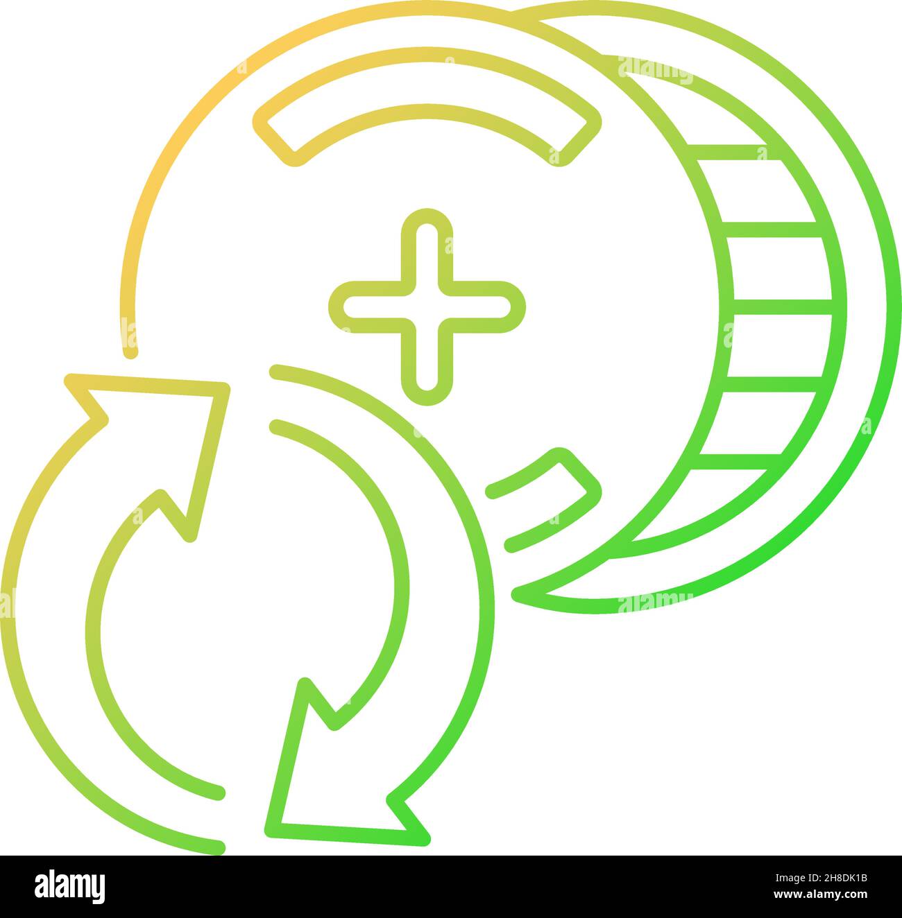 Icône de vecteur linéaire dégradé de batteries à oxyde d'argent recyclables Illustration de Vecteur