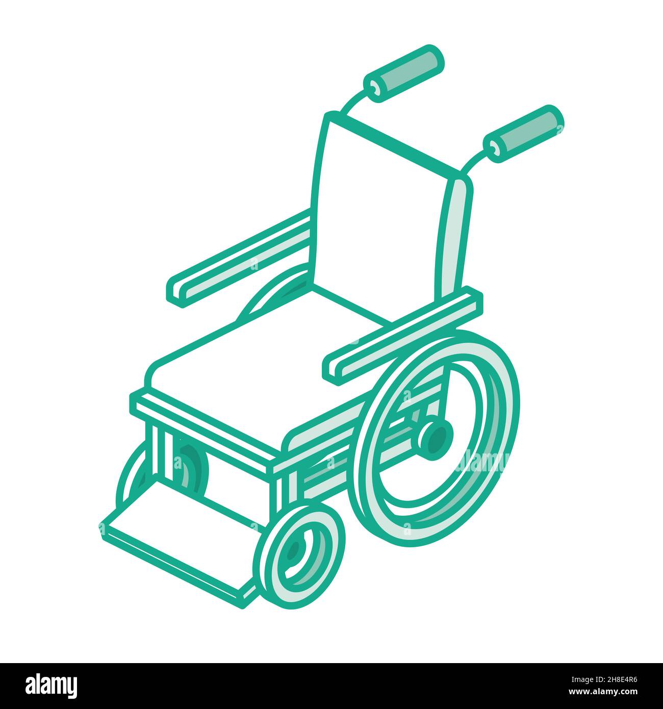 Fauteuil roulant isométrique isolé sur fond blanc sans Man.Illustration vectorielle.Symbole de contour. Illustration de Vecteur