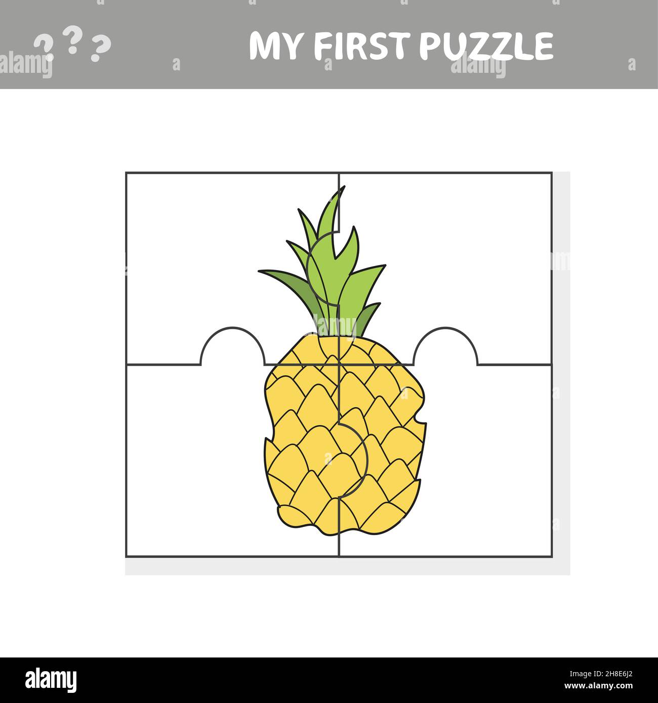 Puzzle.Parties de ananas.Jeu éducatif pour enfants, feuille de travail imprimable, illustration vectorielle pour enfants.Mon premier puzzle Illustration de Vecteur