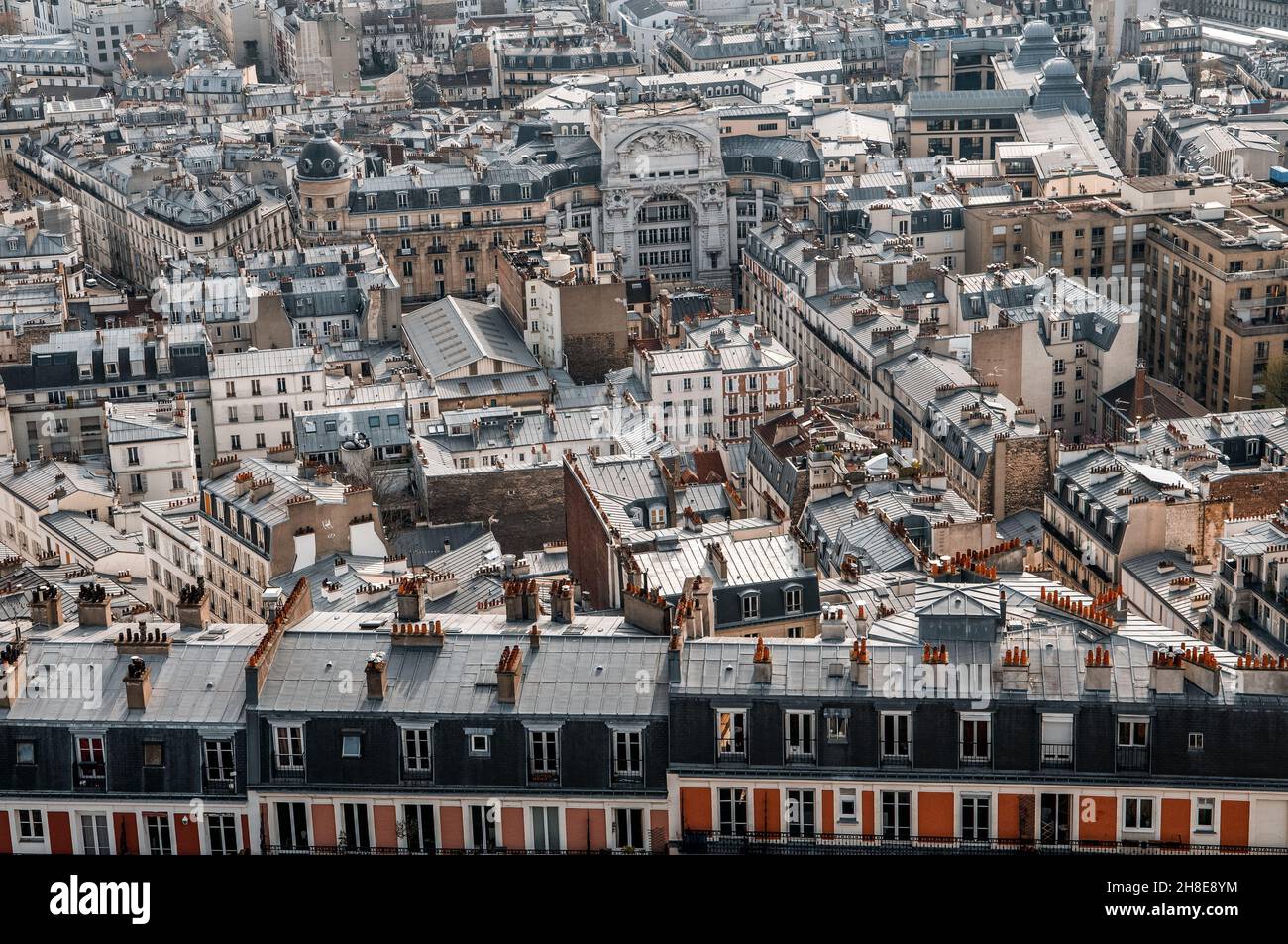 Toits gris de Paris de Montmartre, France Banque D'Images