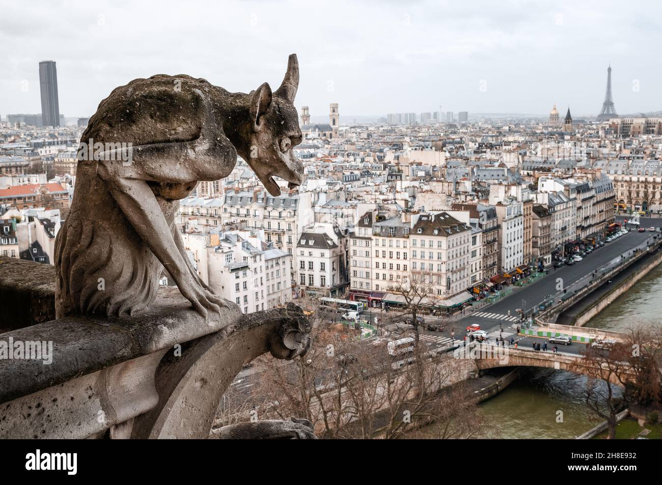 Chimère de notre-Dame de Paris (avant le feu en 2019), France Banque D'Images