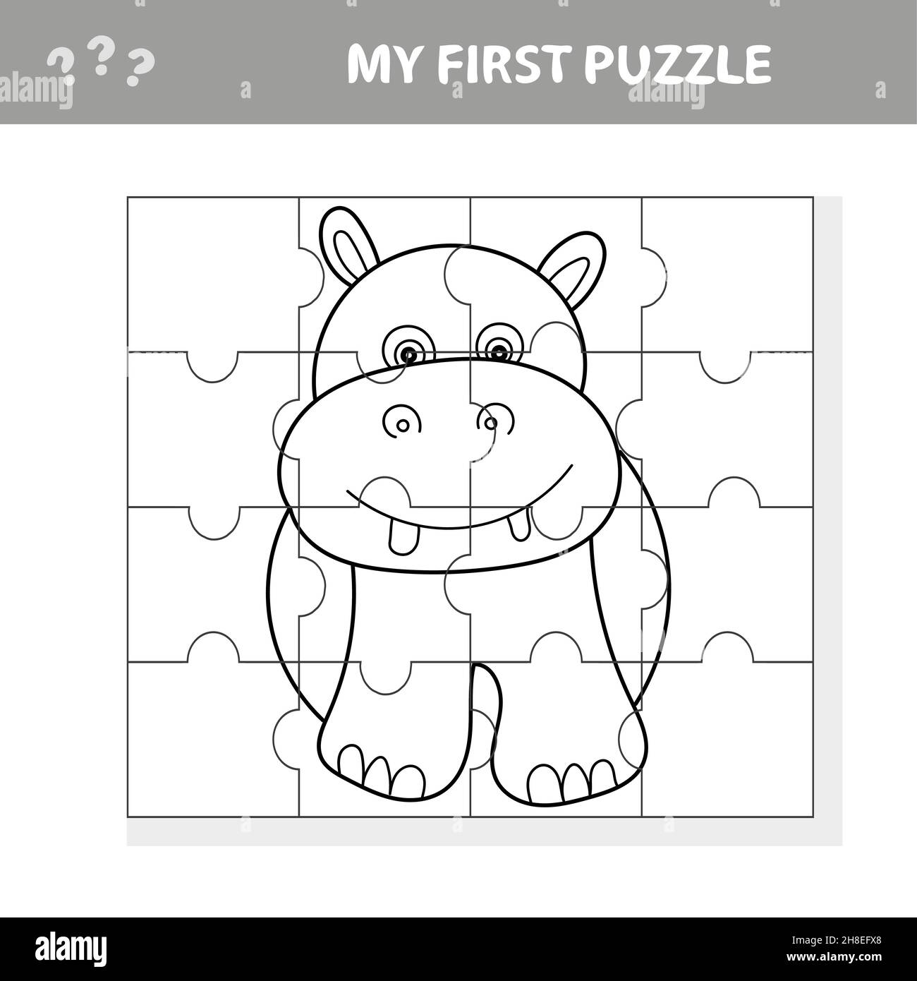 Dessin animé vecteur illustration de l'éducation puzzle jeu de puzzle pour  les enfants d'âge préscolaire avec drôle hippopotame.Ma première page de  casse-tête et de coloriage Image Vectorielle Stock - Alamy