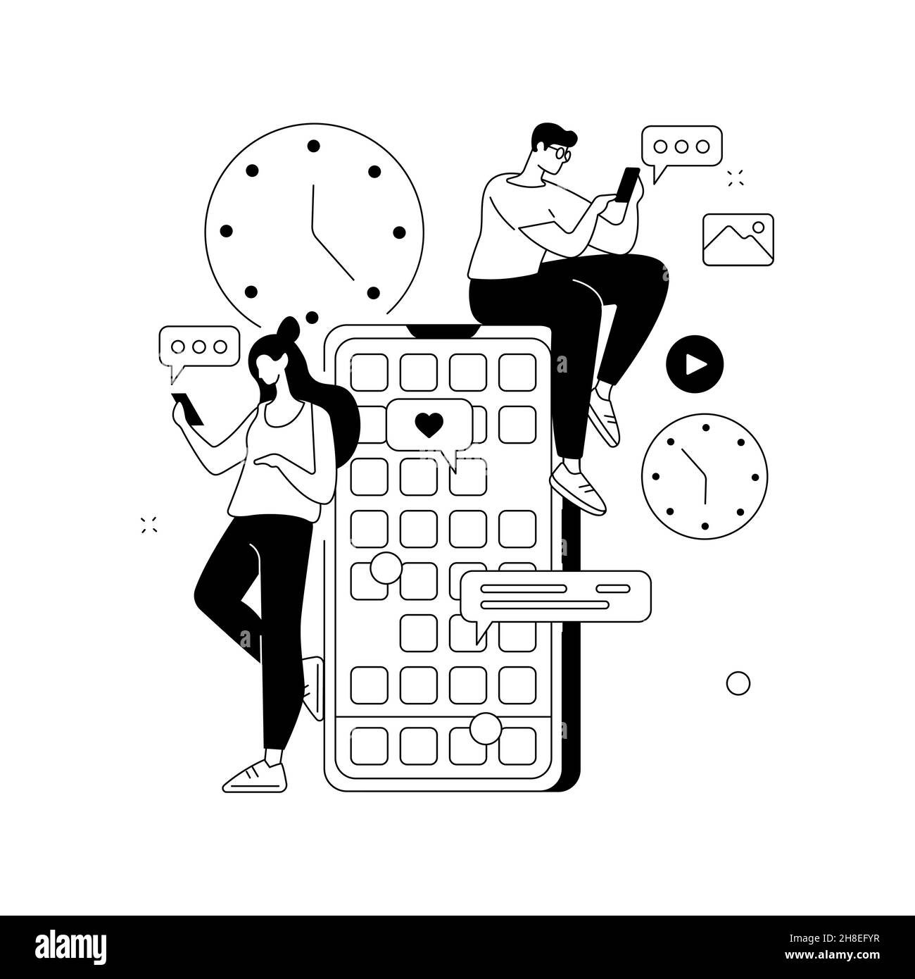 Illustration vectorielle abstraite de concept de dépendance de smartphone. Illustration de Vecteur