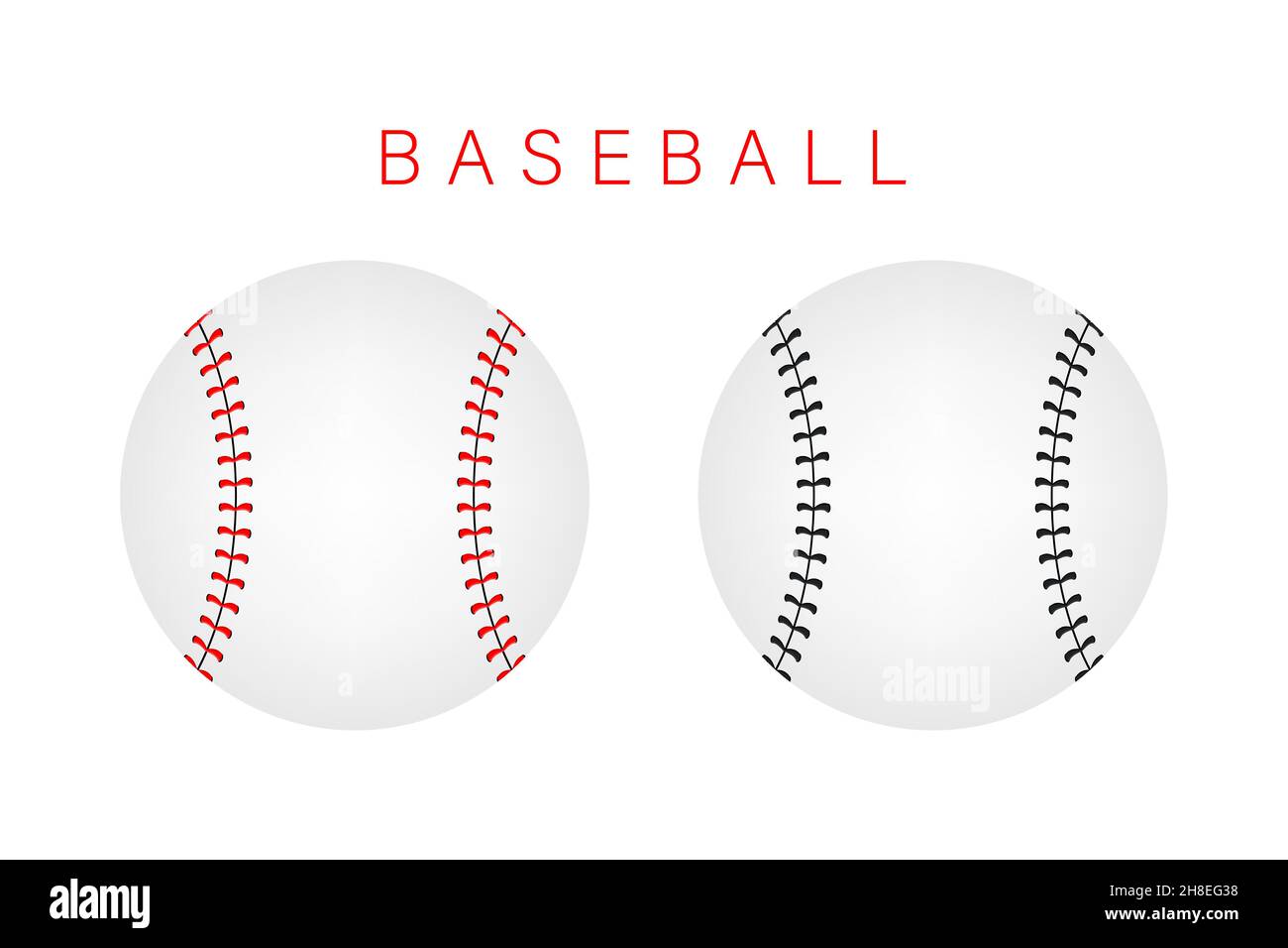 Points de balle de baseball, couture en dentelle rouge isolée sur fond Illustration de Vecteur
