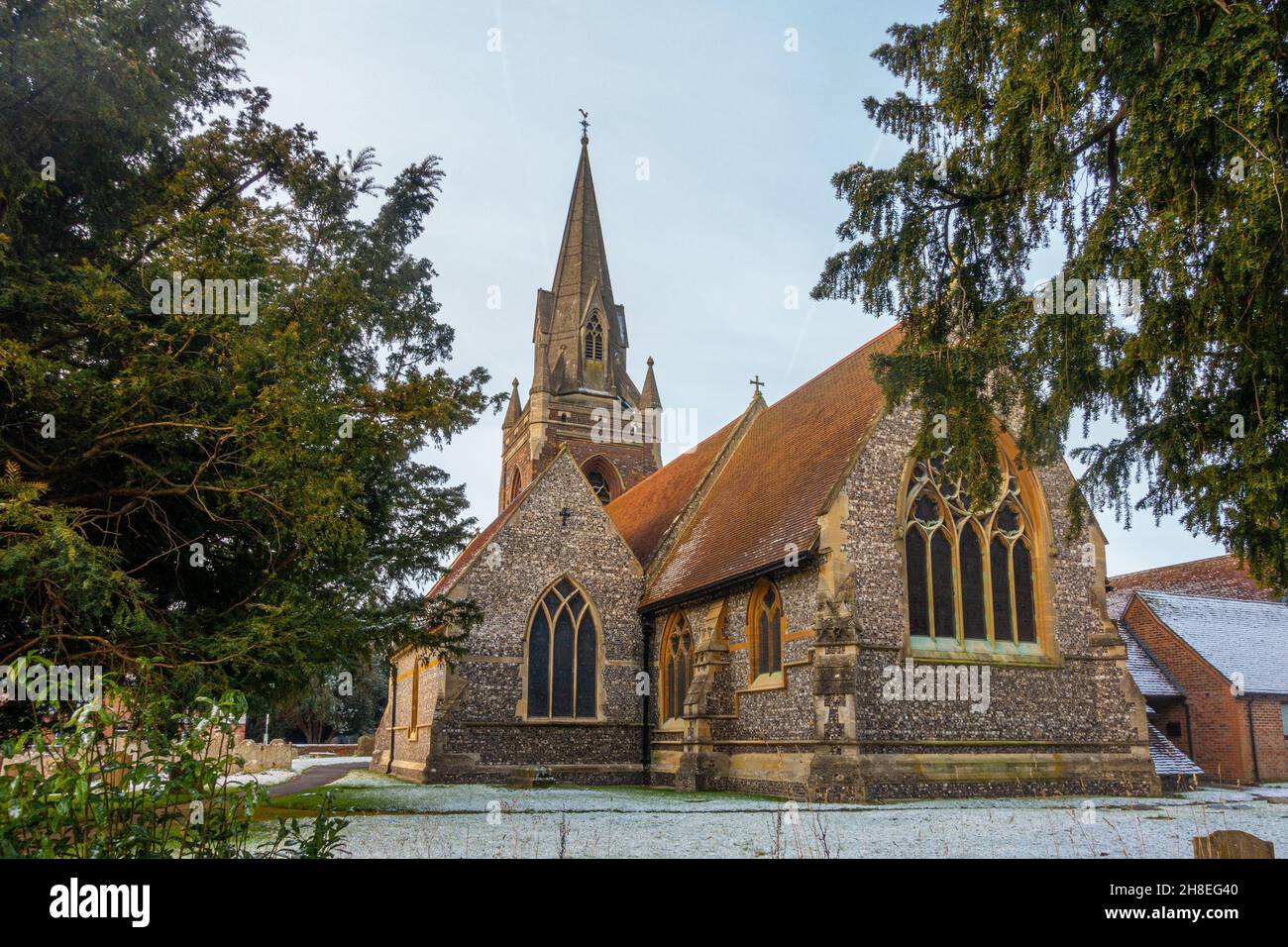 Une vue sur l'église St Michael's Church inn Tilehurst, Reading, UK est un monument local et l'église locale de l'Église d'Angleterre. Banque D'Images