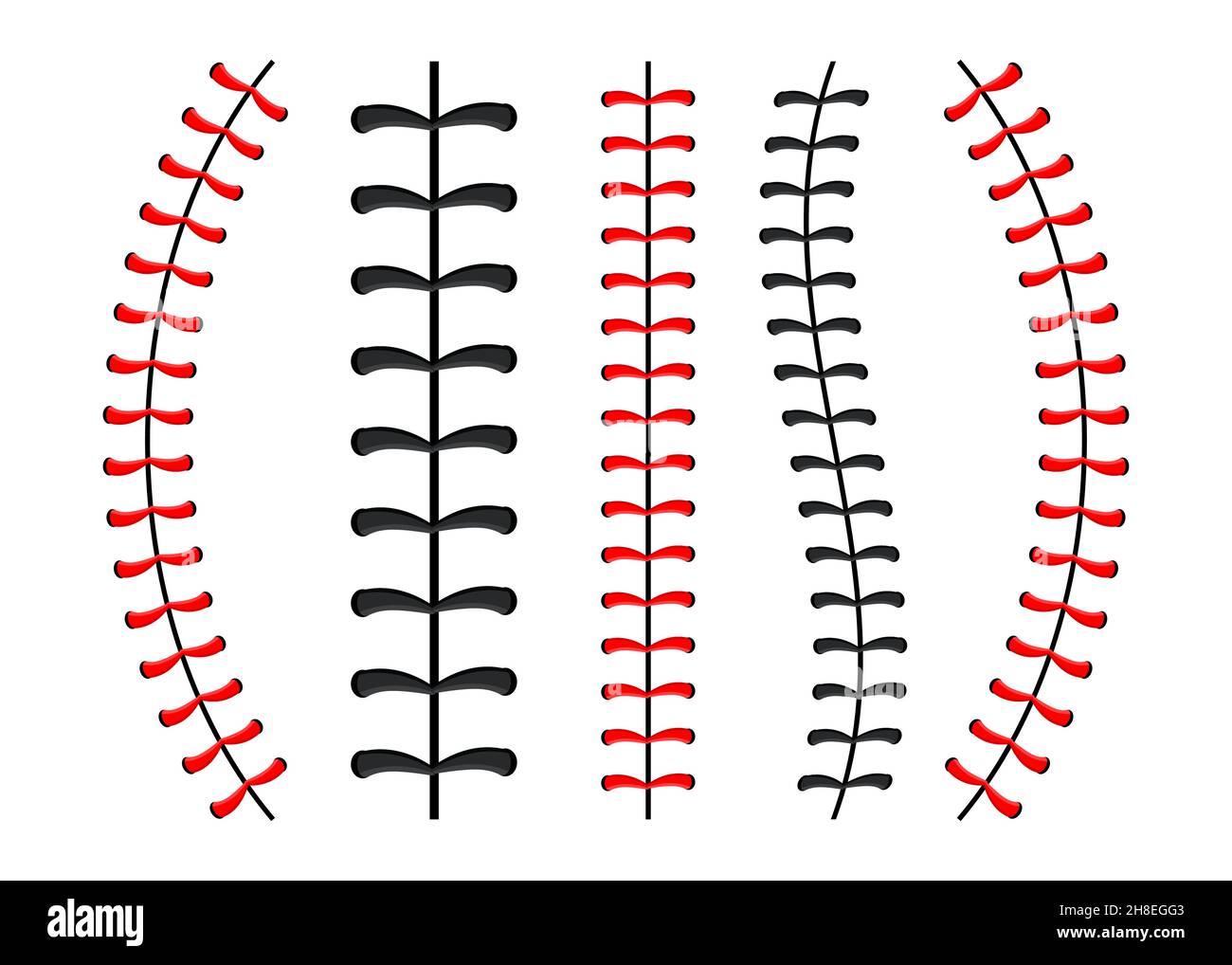 Points de balle de baseball, couture en dentelle rouge isolée sur fond Illustration de Vecteur
