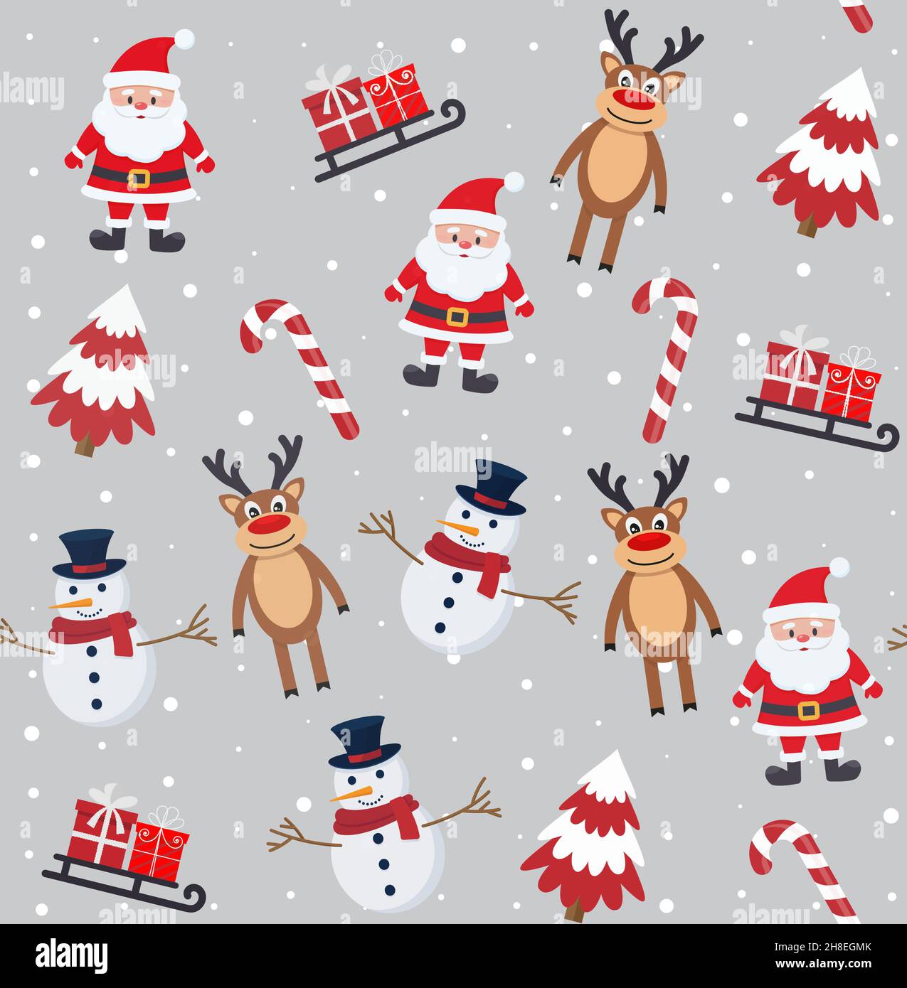 Motif de Noël sans couture avec bonhomme de neige, renne et père Noël EPS 10 Illustration de Vecteur