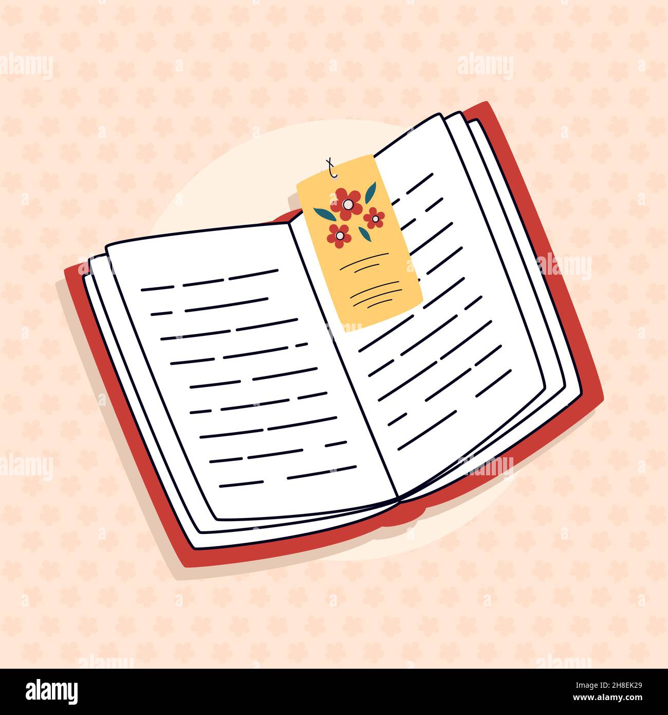 illustration d'un livre ouvert avec signet Illustration de Vecteur