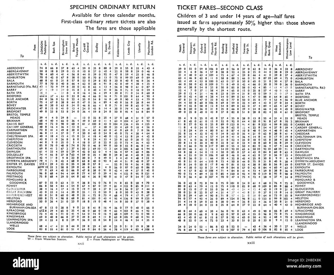 Page 2 de l'horaire des trains des chemins de fer britanniques du livre Holiday Haunts 1958.Voir mes autres images pour la page 1 Banque D'Images