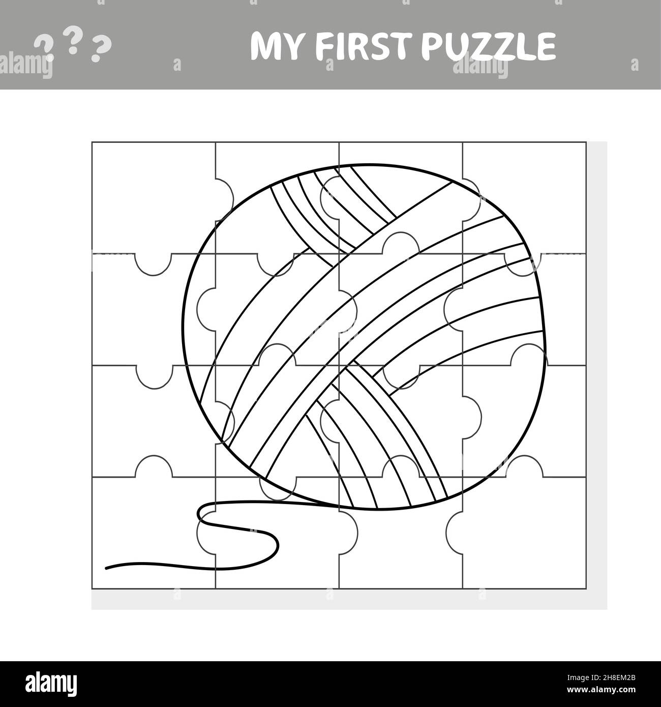 Puzzle avec fil.Puzzle éducatif visuel pour les enfants.Ma première page de casse-tête et de coloriage Illustration de Vecteur