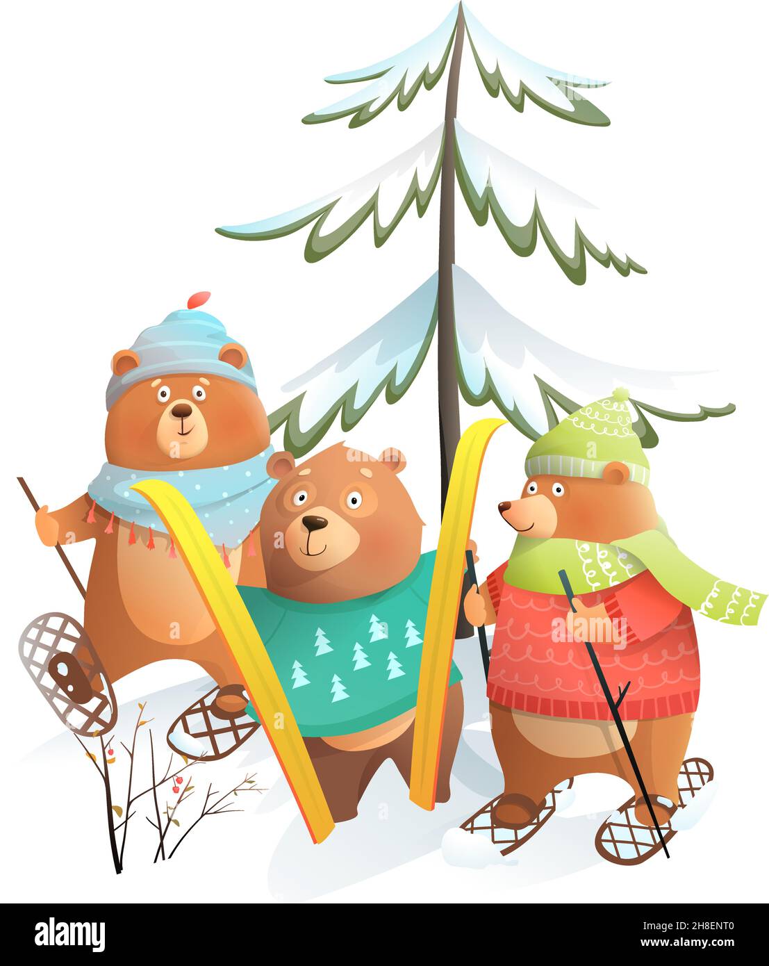 Ours Noël ski animaux d'hiver pour enfants Illustration de Vecteur