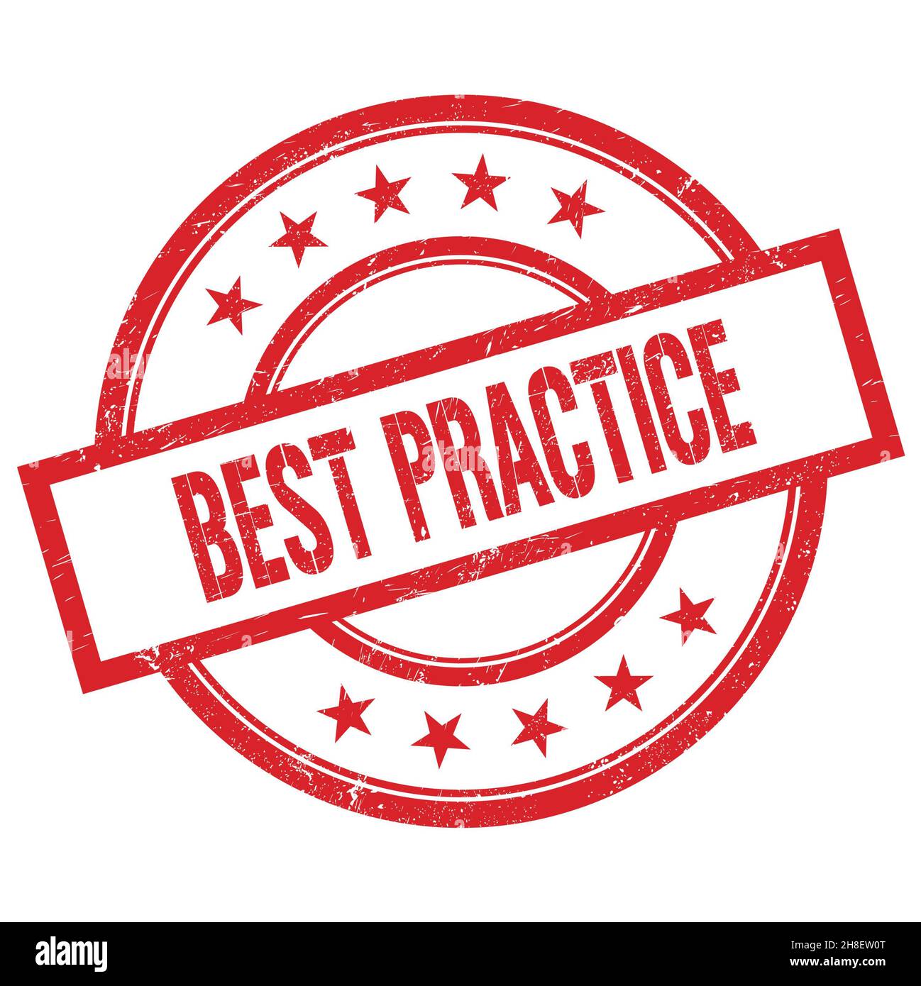 Texte DE PRATIQUE EXEMPLAIRE écrit sur un timbre rouge rond en caoutchouc vintage. Banque D'Images