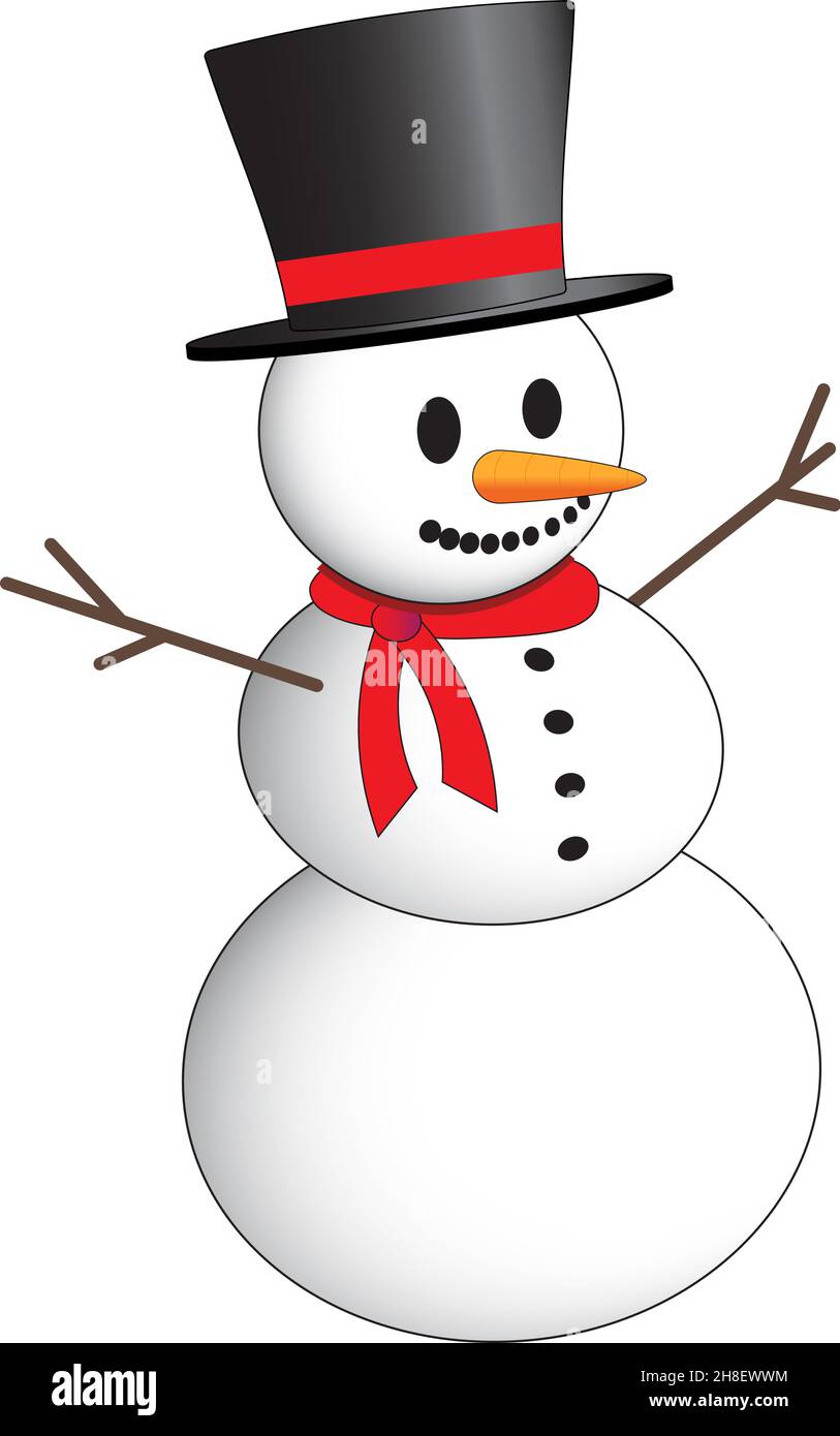 Bonhomme de neige avec chapeau et foulard rouge - illustration vectorielle  Image Vectorielle Stock - Alamy