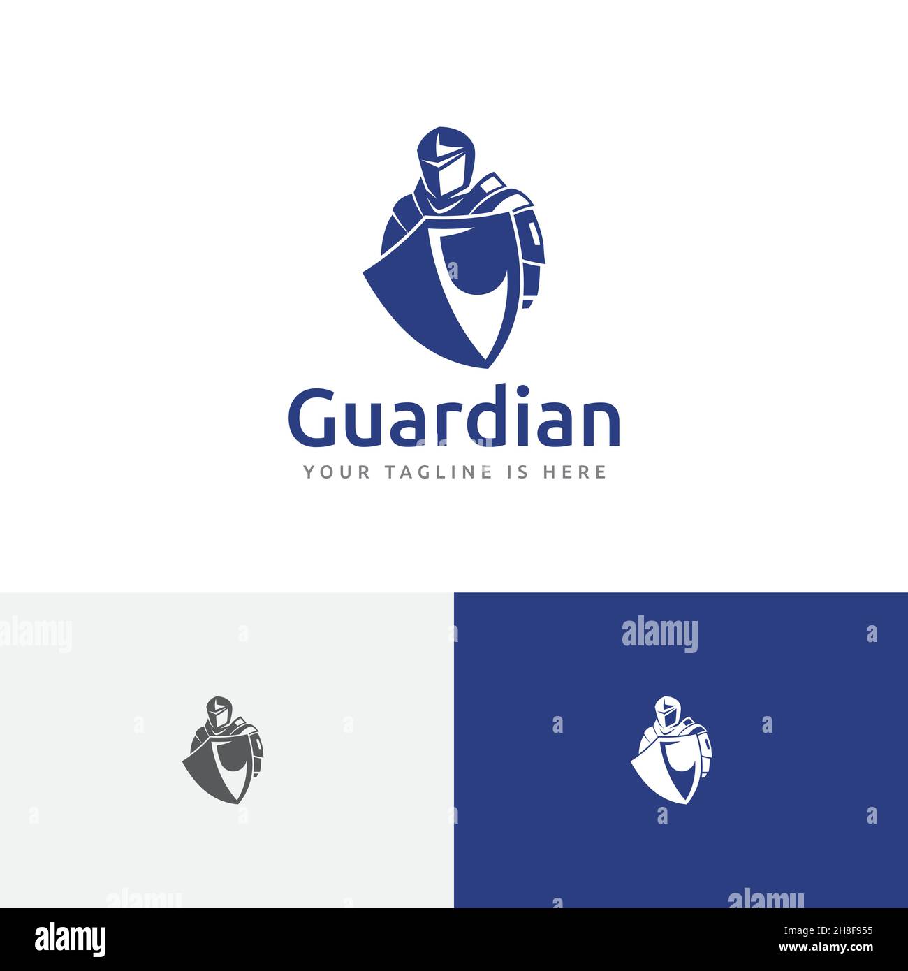 Logo Guardian Shield Knight Spartan Soldier Warrior Armour War Illustration de Vecteur