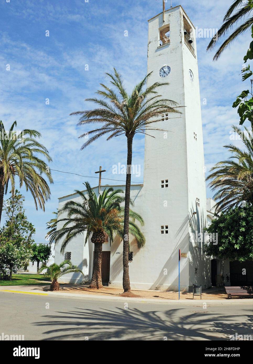 Église de Poblenou del Delta dans la région de Baix Ebre, province de Tarragone, Catalogne, Espagne Banque D'Images