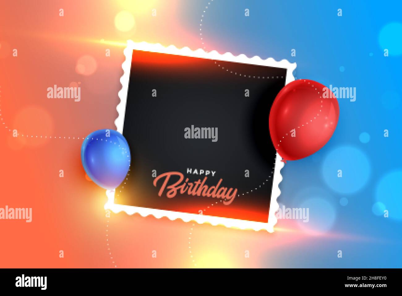 magnifique anniversaire cadre photo bannière avec ballons Illustration de Vecteur