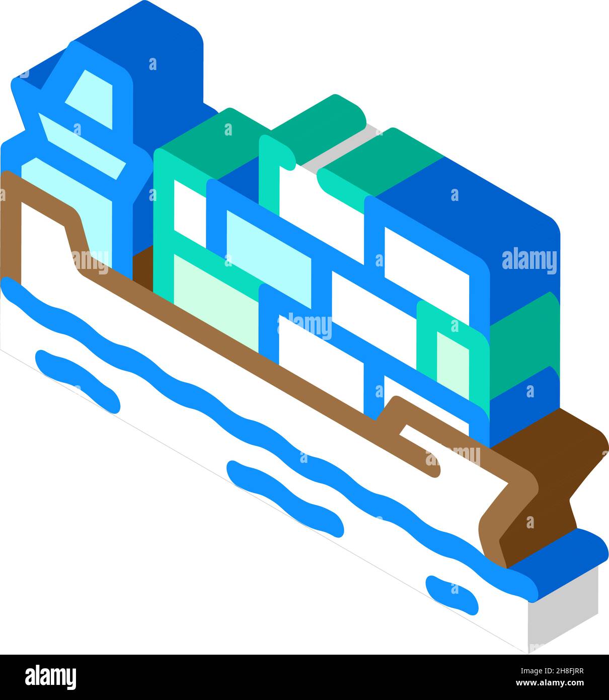 illustration vectorielle d'icône isométrique de navire conteneur Illustration de Vecteur