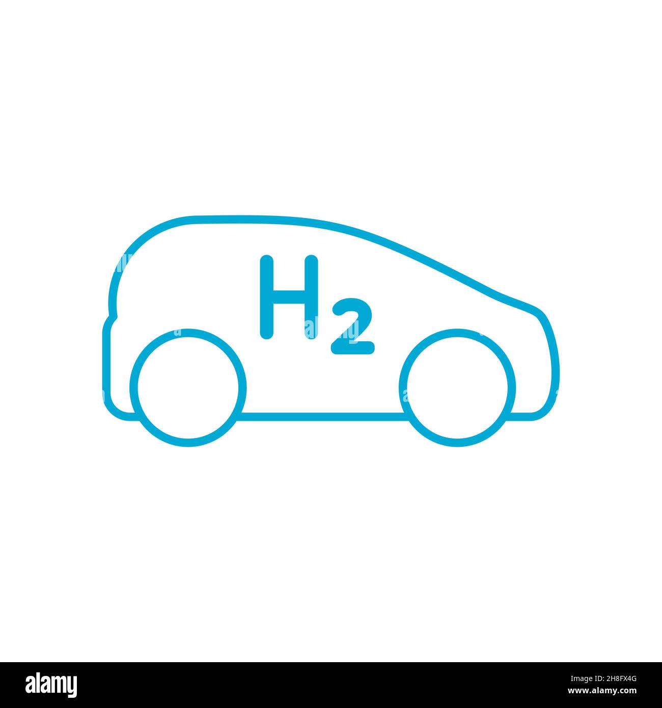 Icône de ligne de carburant à hydrogène bleue.Véhicule à pile à combustible.Concept d'énergie renouvelable durable.Transport alimenté par H2.Voiture futuriste.Vecteur, plat. Illustration de Vecteur