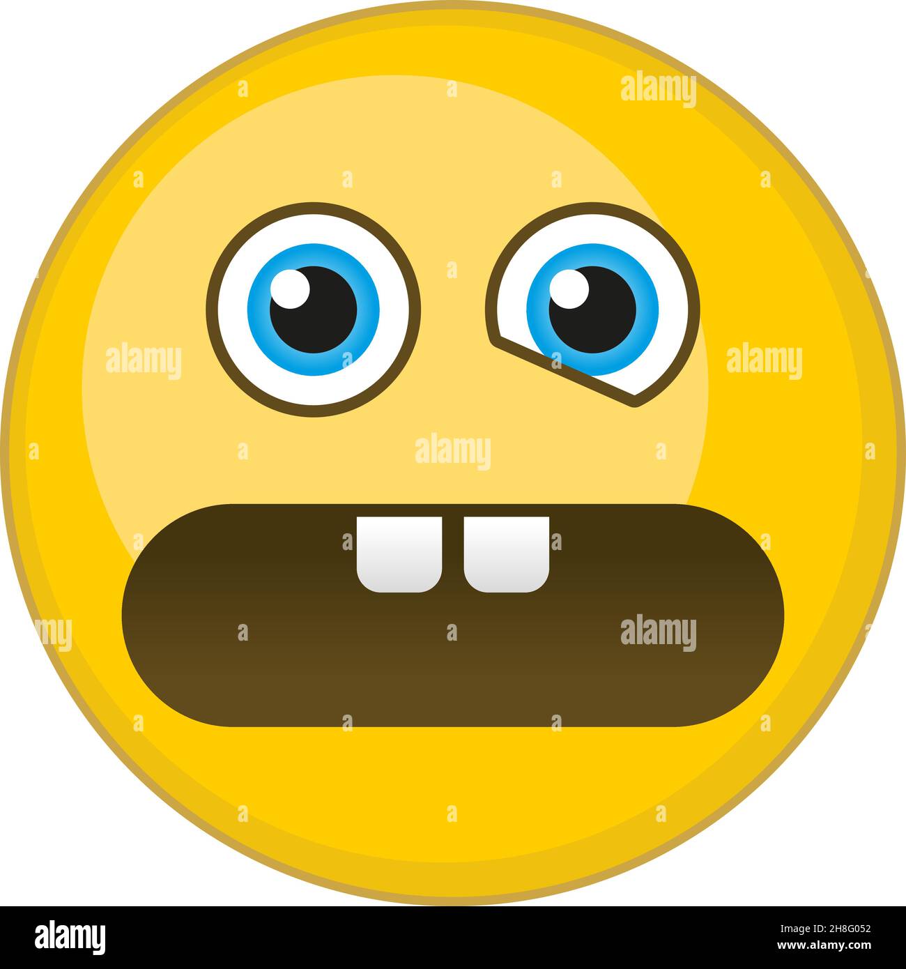 Emoji face angoissé.Émoticône jaune rond avec expression de choc Illustration de Vecteur