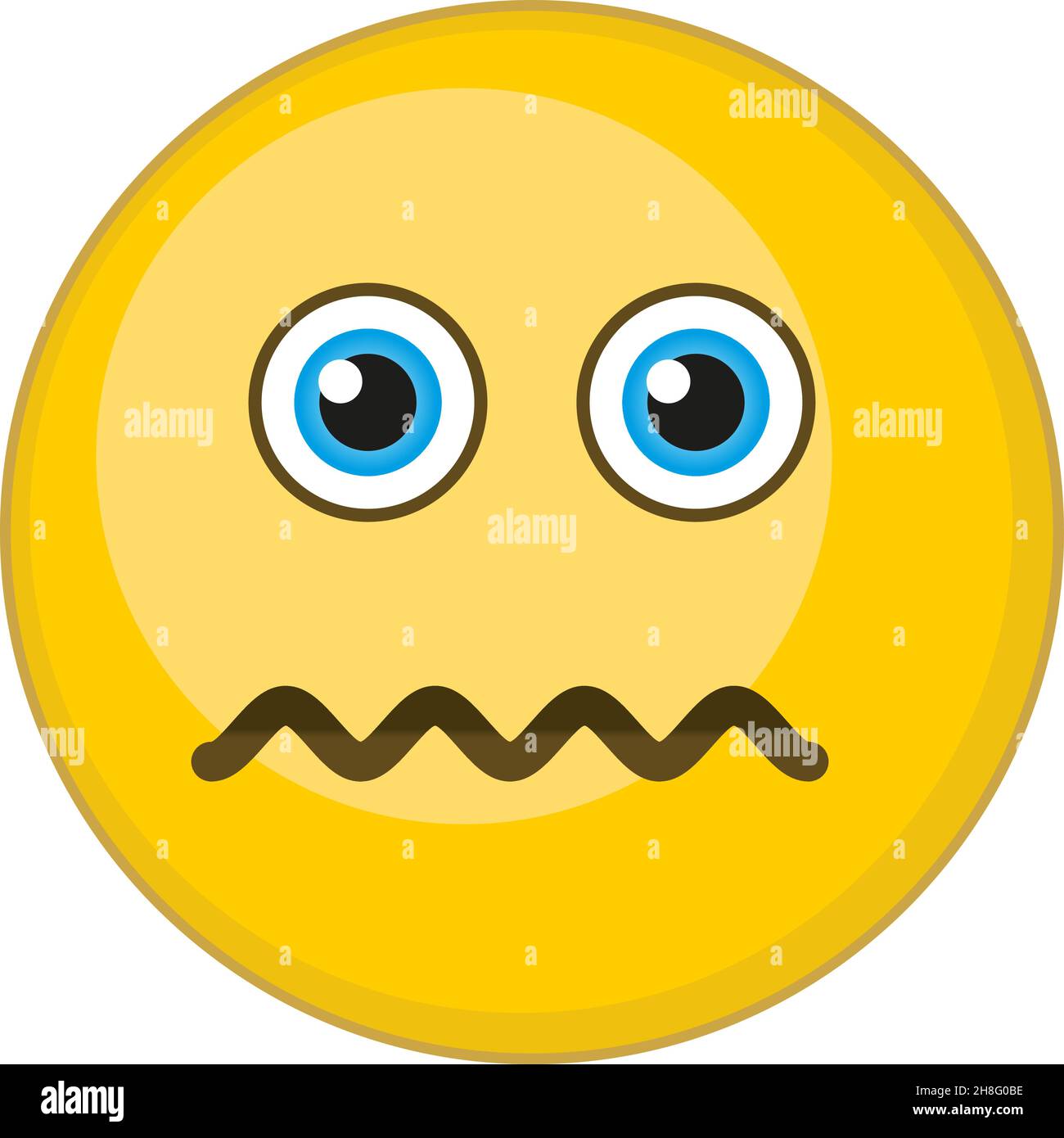 Emoji du visage confondu.Émoticone jaune rond.Symbole de frustration Illustration de Vecteur