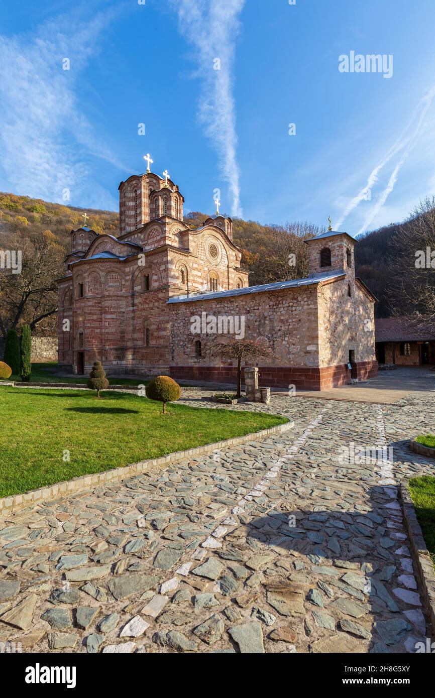 Monastère de Ravanica.Monastère médiéval de l'Église orthodoxe serbe, dotation du prince Lazar de Serbie. Banque D'Images