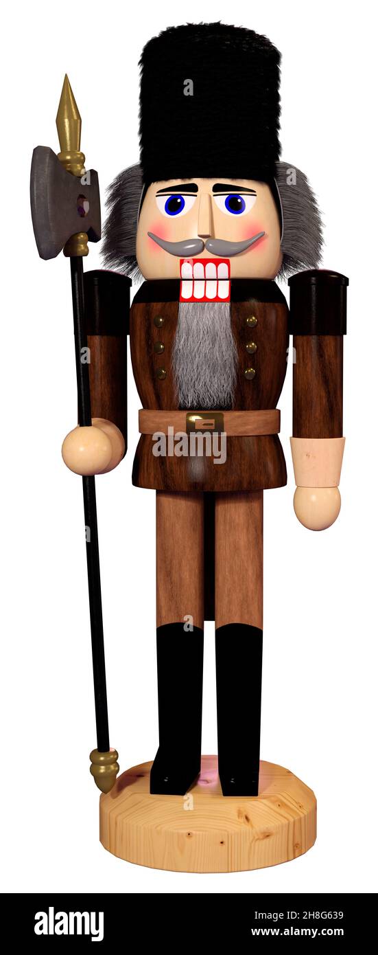 Rendu 3D d'une poupée de casse-noisette isolée sur fond blanc Banque D'Images