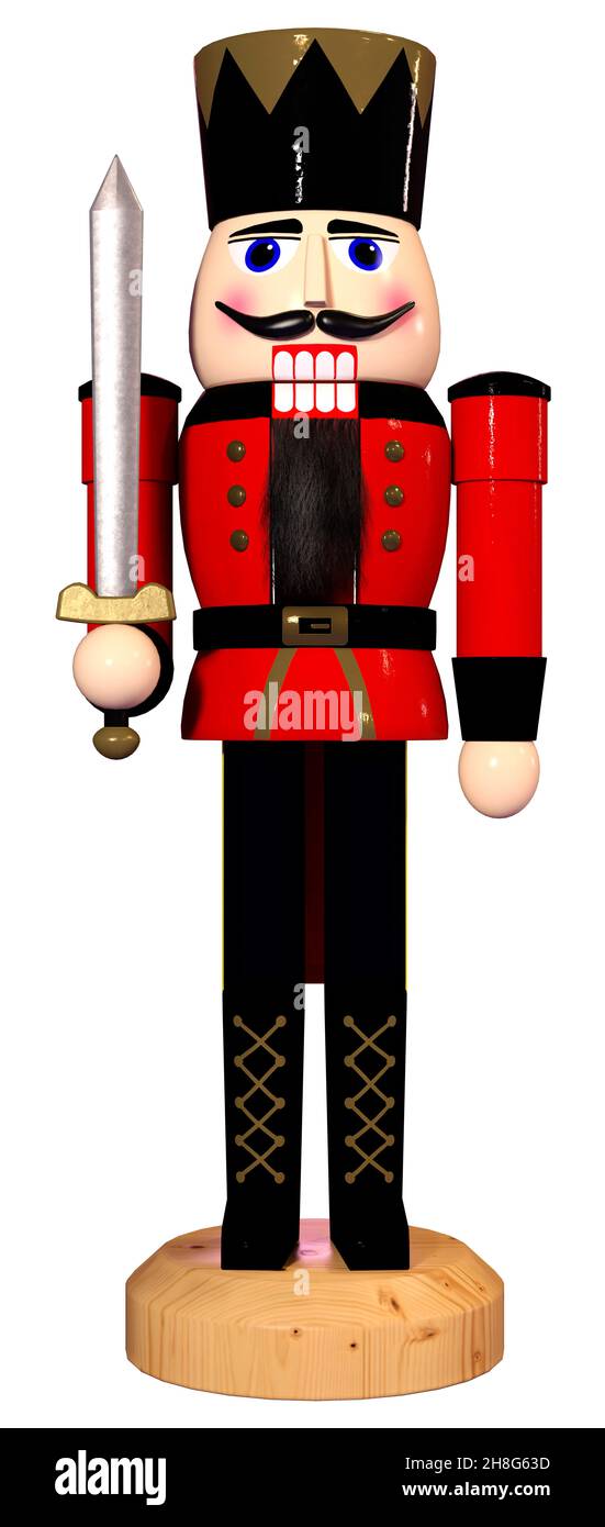 Rendu 3D d'une poupée de casse-noisette isolée sur fond blanc Banque D'Images