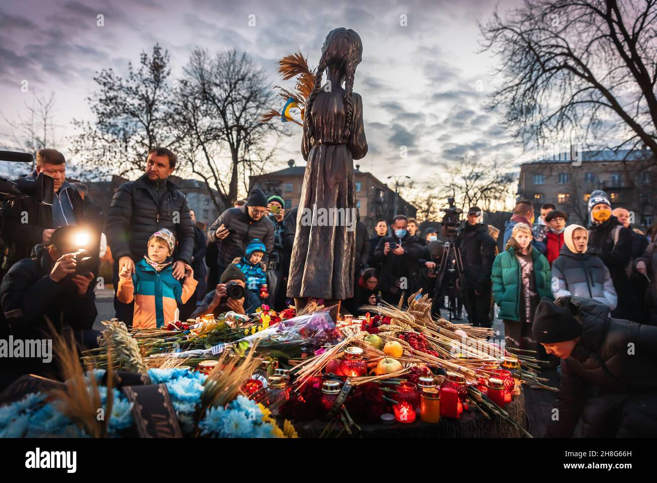 KIEV, UKRAINE - 27 novembre 2021 : cérémonie de commémoration des victimes du génocide de famine de 1923-1933 ans en Ukraine Banque D'Images