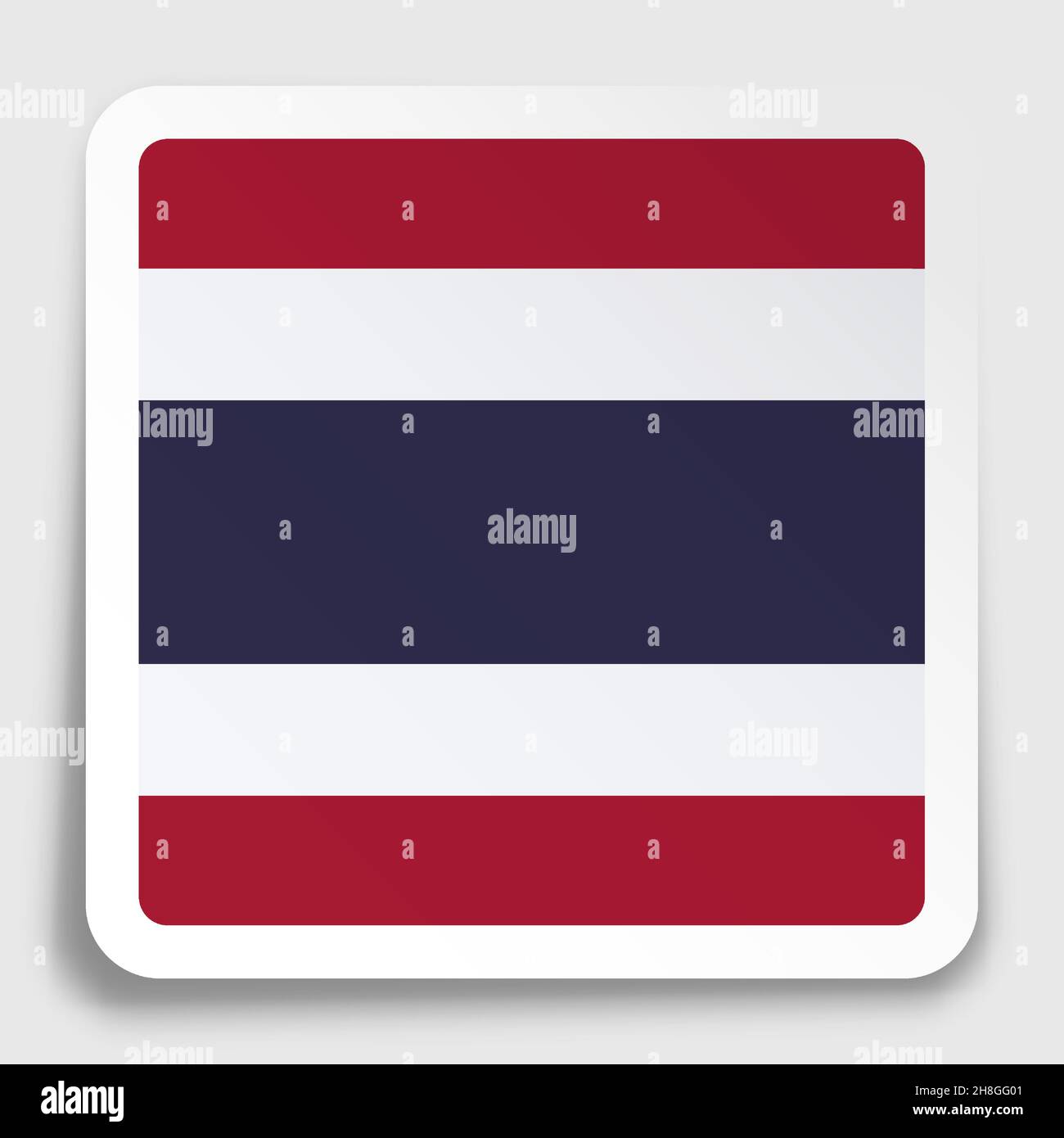 Drapeau du Royaume de Thaïlande sur un autocollant carré en papier avec ombre.Bouton pour applications mobiles ou Web.Vecteur Illustration de Vecteur