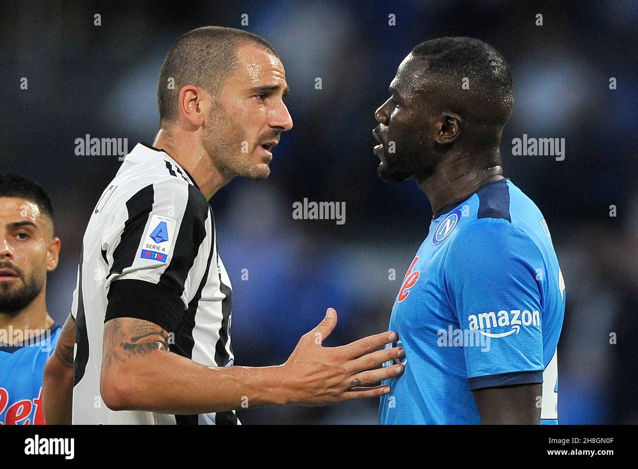 Kalidou Koulibaly joueur de Naples et Leonardo Bonucci joueur de Juventus, pendant le match de la ligue italienne Seriea entre Naples et Juventus, Banque D'Images