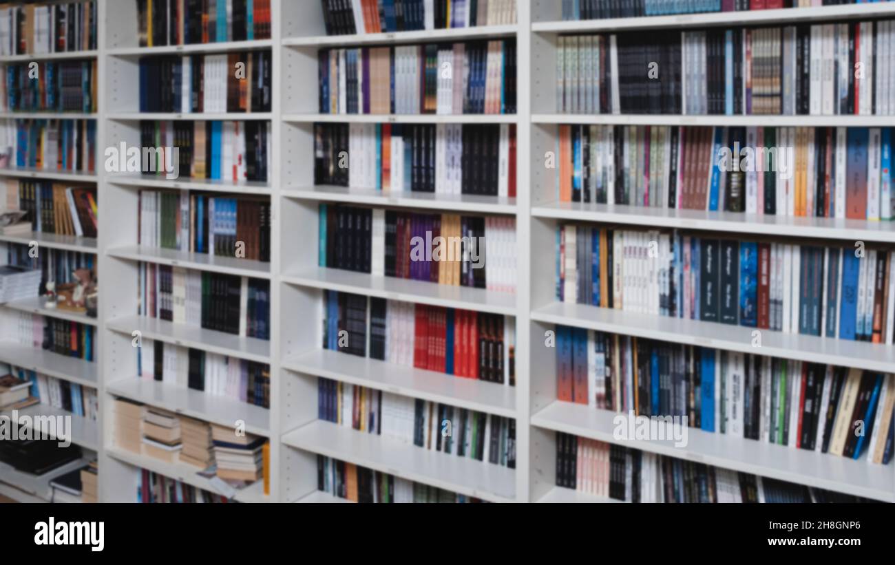 Arrière-plan de la bibliothèque.Vue de face vieux livres à l'intérieur de la bibliothèque Banque D'Images