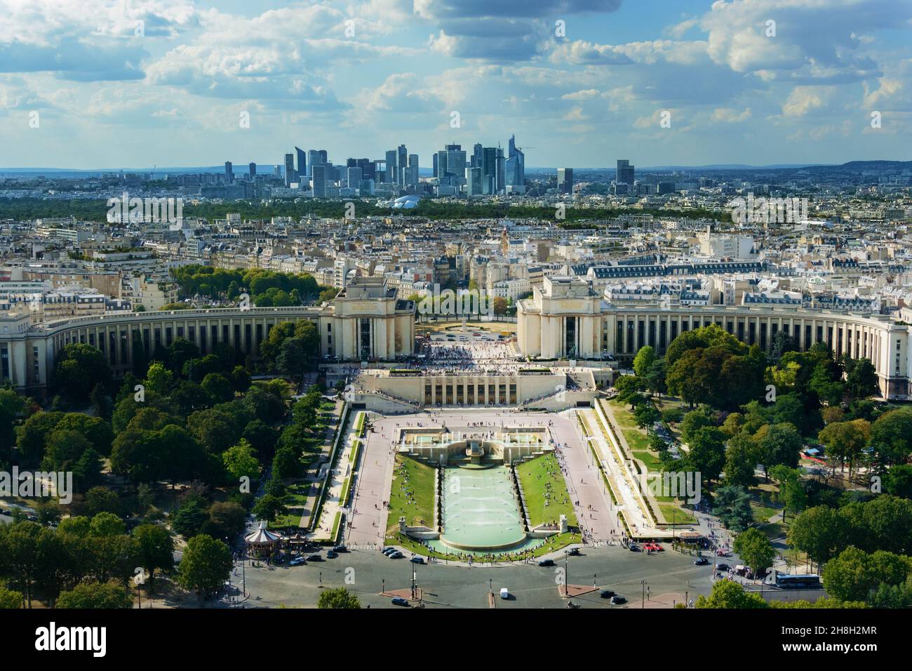 Vue sur les jardins du Trocadéro, Paris, France Banque D'Images