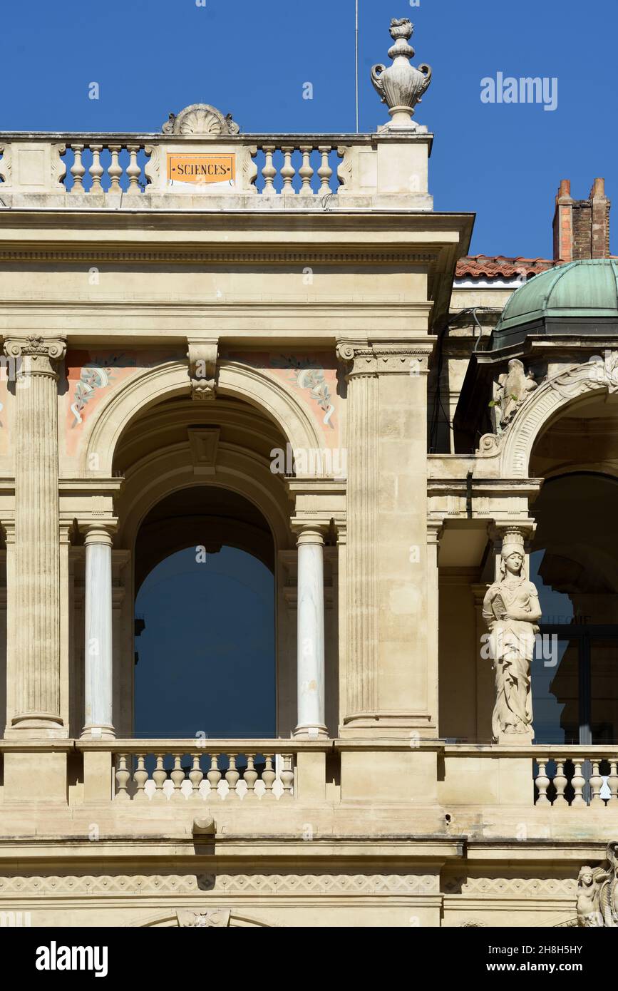 Détail de la façade principale du musée d'Art ou du musée d'Art de Toulon, construit en 1888, et de l'ancienne bibliothèque Toulon Var Provence France Banque D'Images