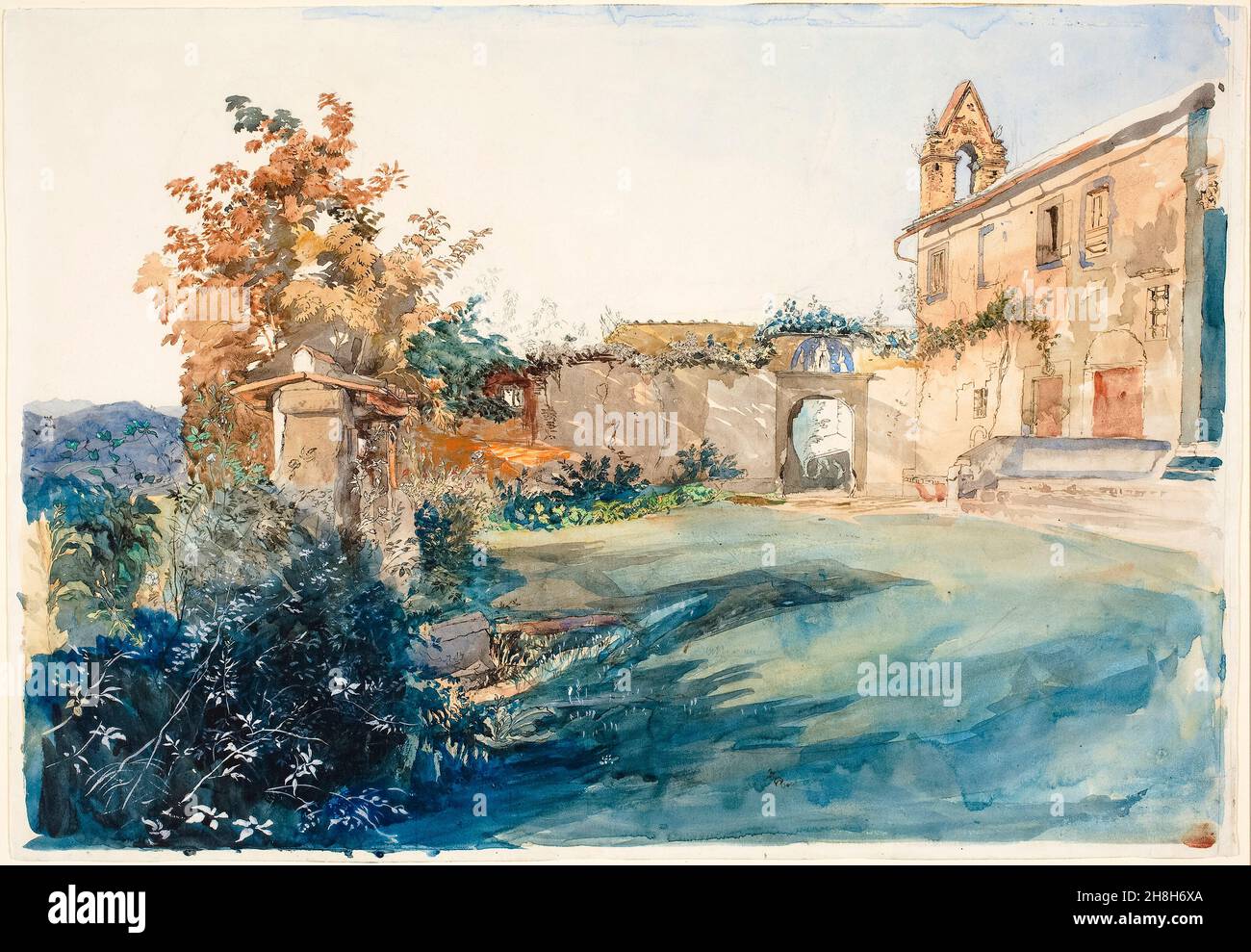 John Ruskin aquarelle peinture, le jardin de San Miniato près de Florence, 1845 Banque D'Images