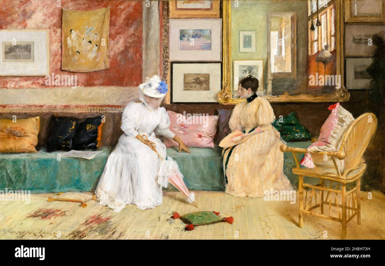 William Merritt Chase peinture, Un appel amical, 1895 Banque D'Images