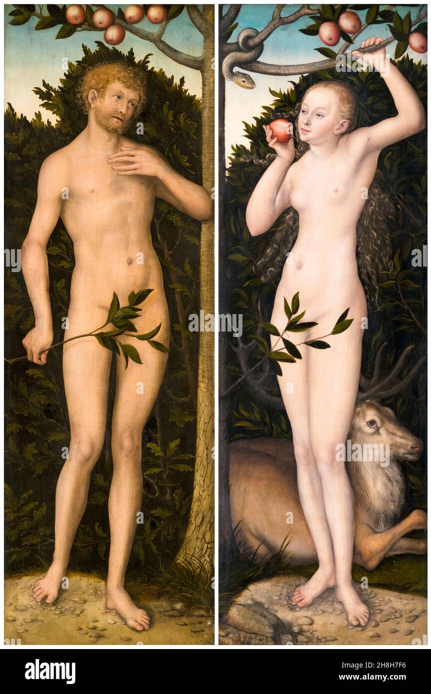 Adam et Eve, peinture de Lucas Cranach The Elder, 1533-1537 Banque D'Images