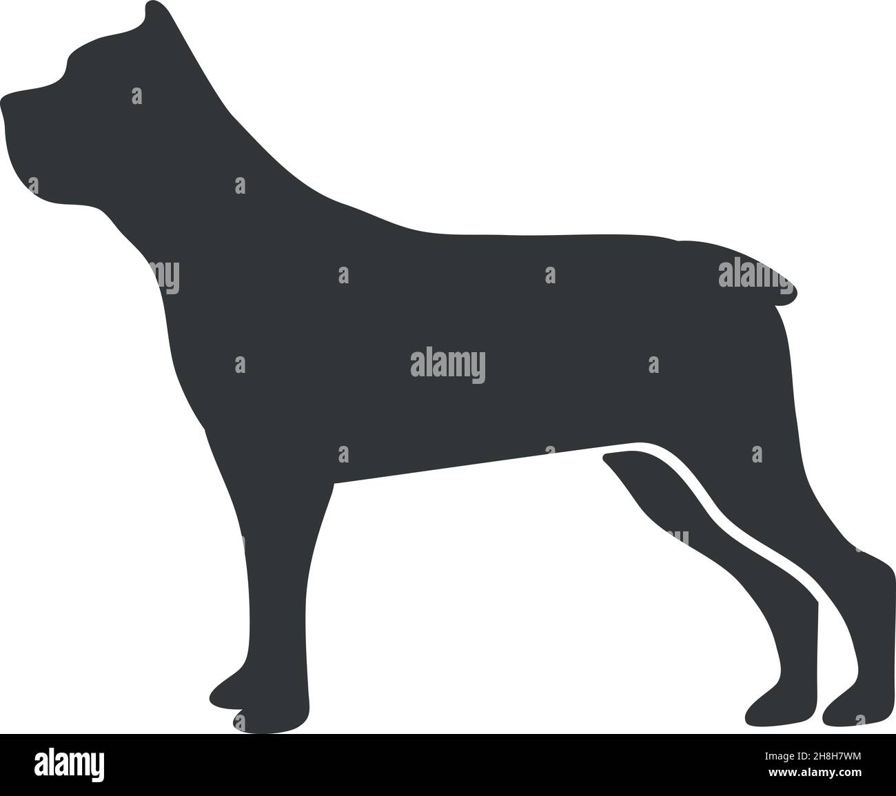 Silhouette de taureau de fosse.Signe de rottweiler ami grand chien, icône vecteur isolée sur fond blanc Illustration de Vecteur