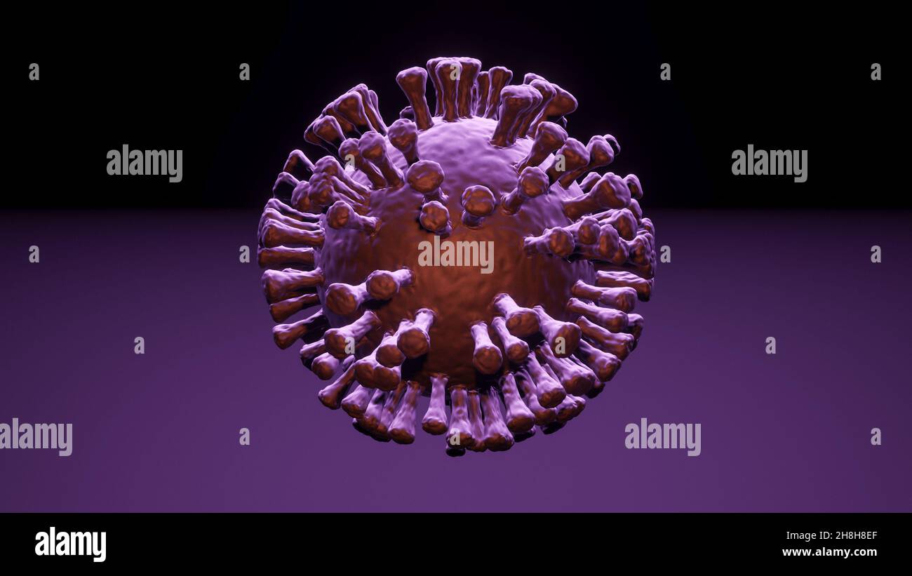 Illustration de la cellule du coronavirus Covid-19, visualisation du modèle du cov-sras-2, arrière-plan avec espace de copie Banque D'Images