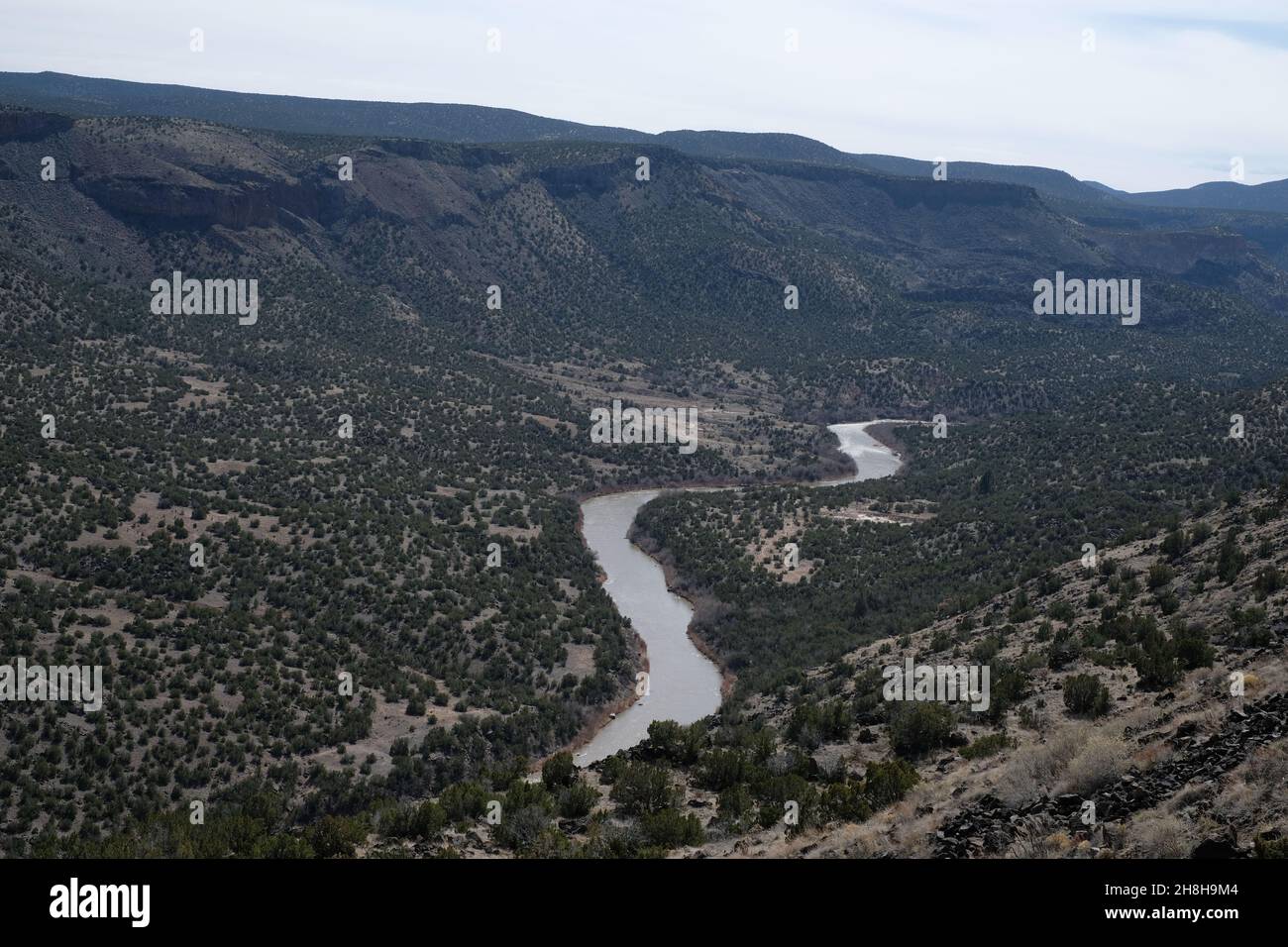 Vue sur le Rio Grande depuis la vue de White Rock, Nouveau-Mexique. Banque D'Images