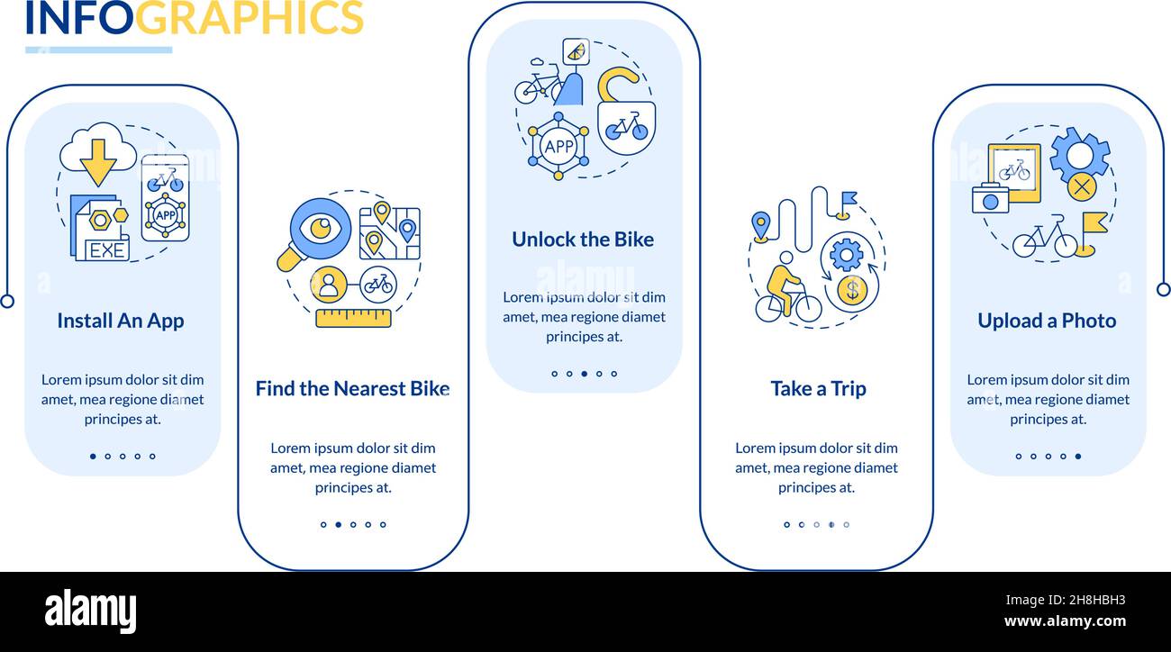 Modèle d'infographie de vecteur de guide de partage de vélo Illustration de Vecteur