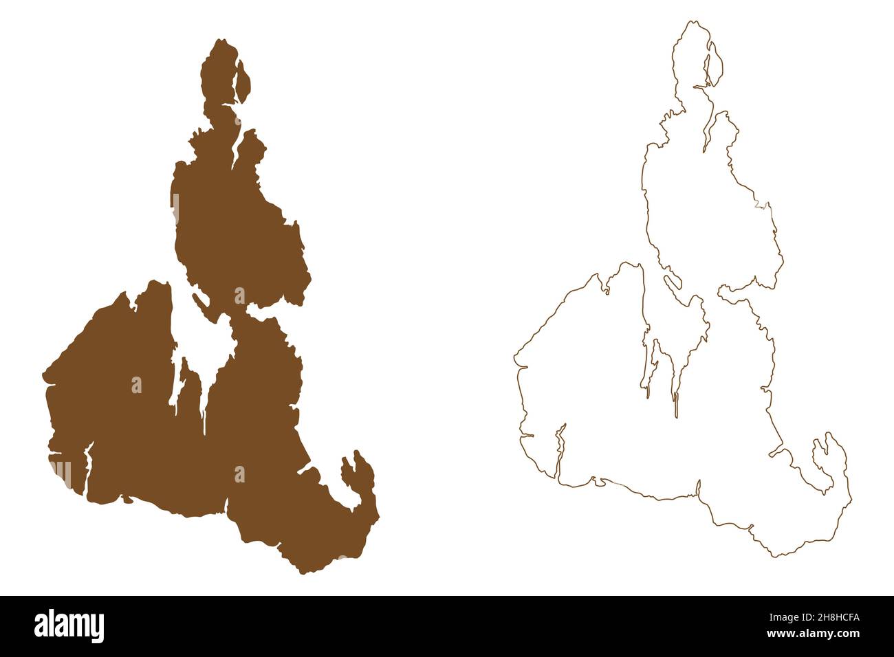 Isla Serrano (République du Chili, Amérique du Sud et Amérique latine) carte illustration vectorielle, croquis de gribouillage carte de Little Wellington Island Illustration de Vecteur