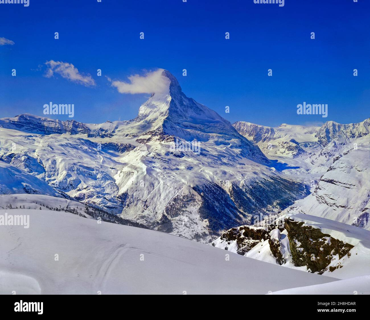 Le Cervin d'en haut Zermatt, Valais, Suisse. Banque D'Images