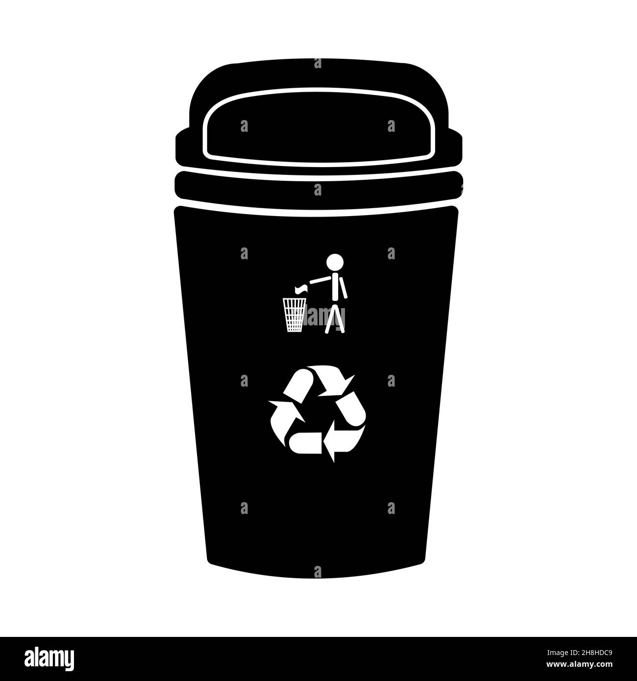 Icône poubelle isolée sur fond blanc.Affiche de poubelle noire.Symbole poubelle.Silhouette de poubelle pour déchets.Illustration du vecteur de stock Illustration de Vecteur